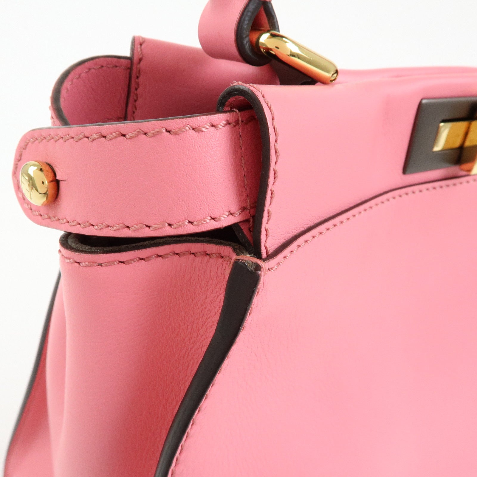 FENDI Peekaboo Leather 2Way Bag Hand Bag Shoulder Bag Pink 8BN290