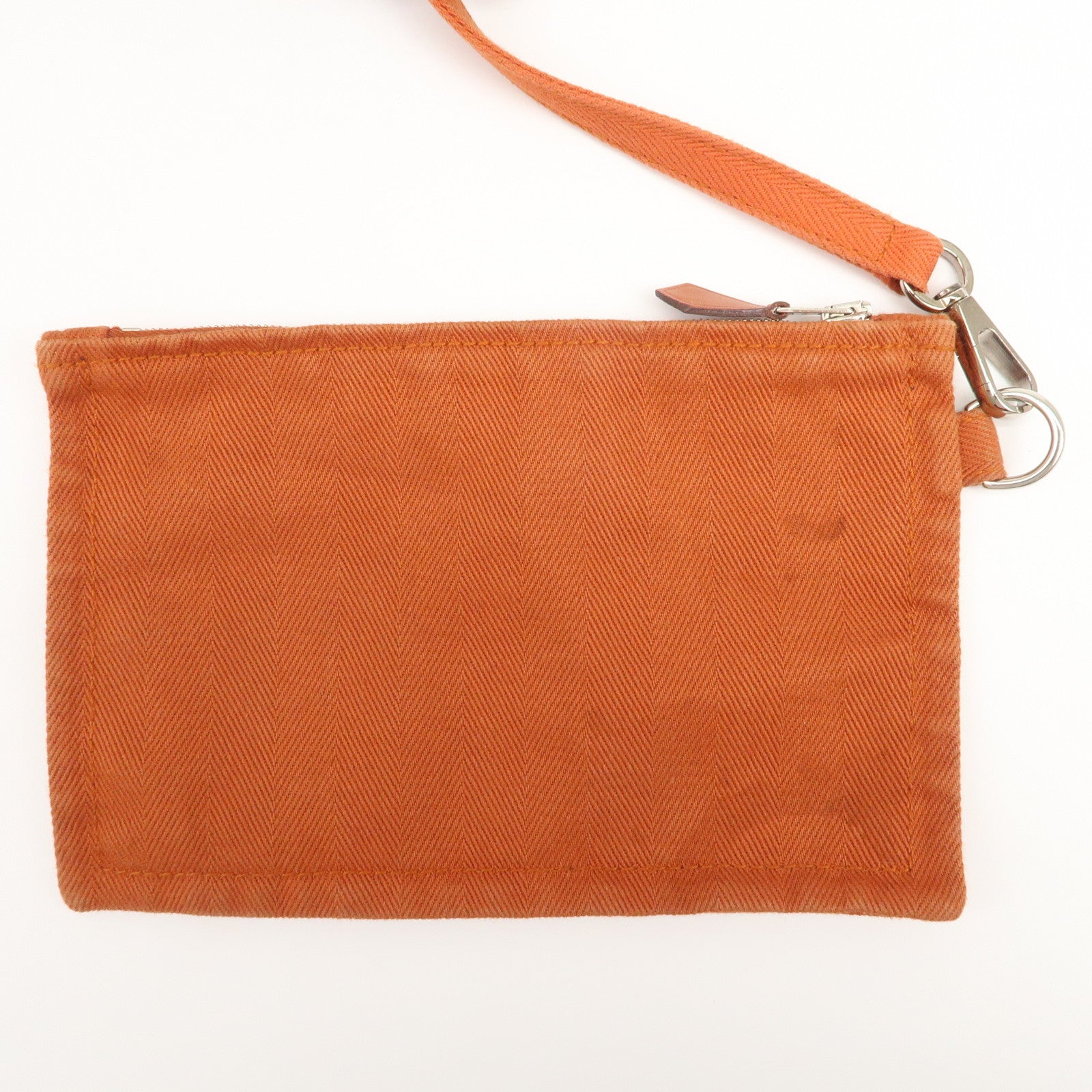 HERMES Valparaiso PM Toile Ash Leather Tote Bag Orange