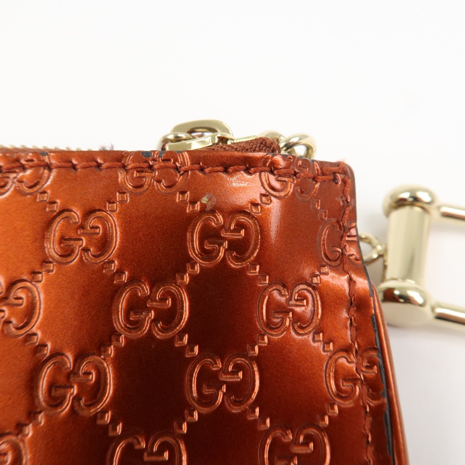 GUCCI Guccissima Leather Coin Case Key Hook Brown 233183