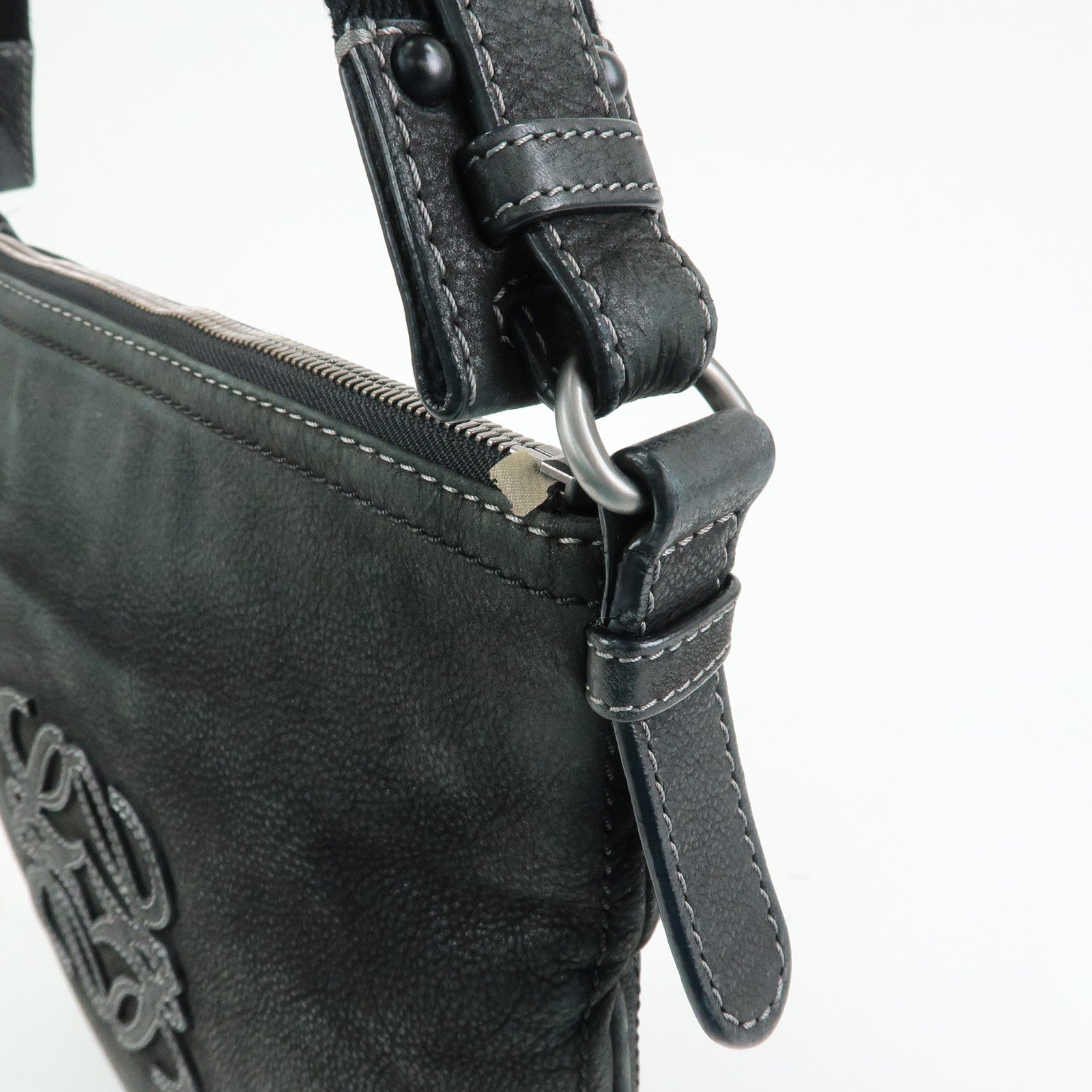 LOEWE Anagram Calf Leather Shoulder Bag Crossbody Bag Black