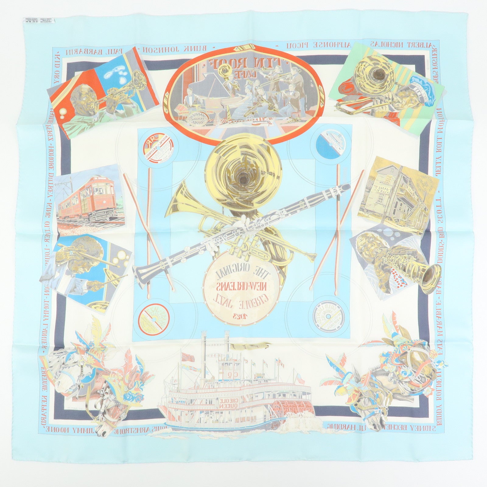 HERMES Carre90 Silk 100% Scarf ORIGINAL NEW ORLEANS CREOLE JAZZ1923