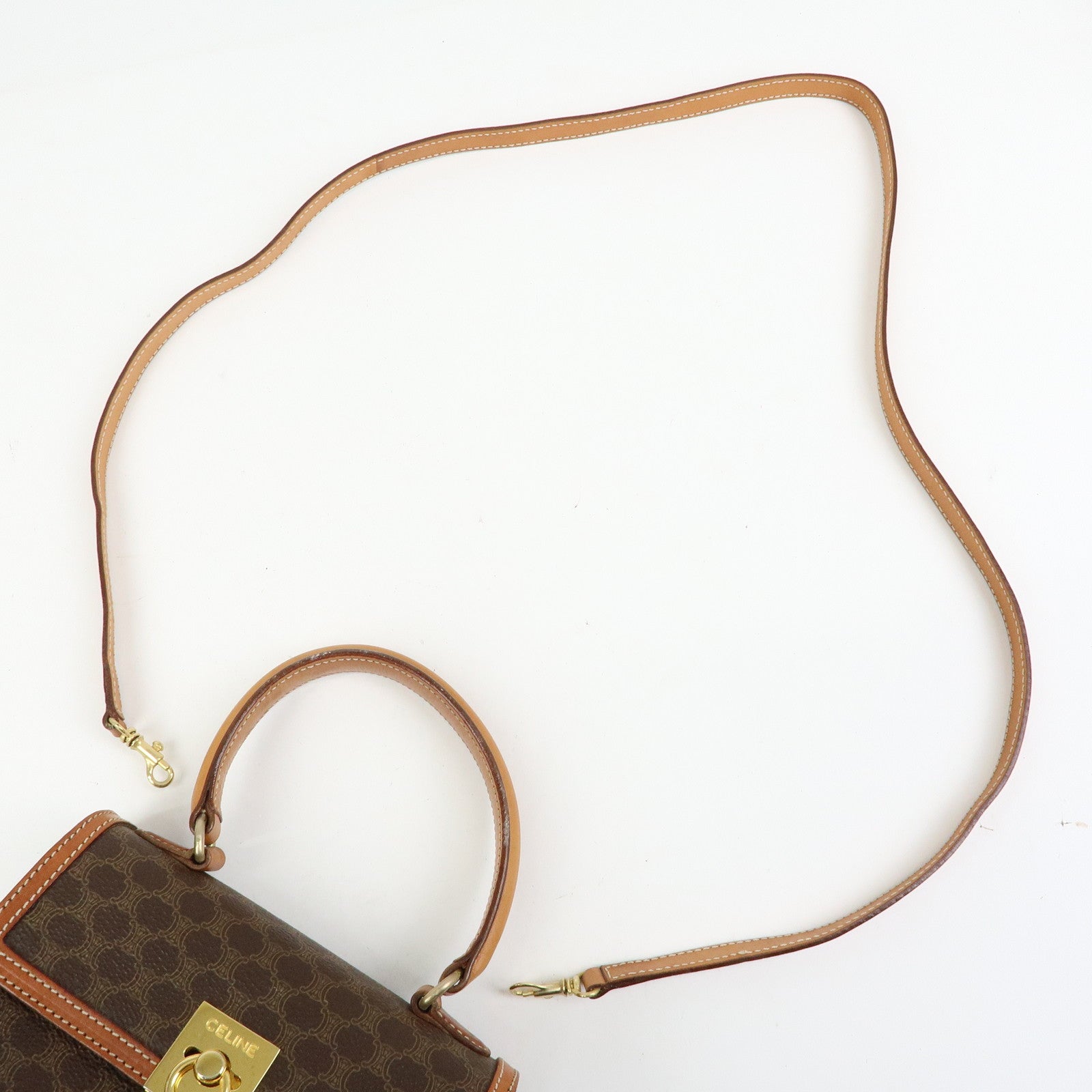 CELINE Macadam PVC Leather 2WAY Bag Hand Bag Shoulder Bag Brown