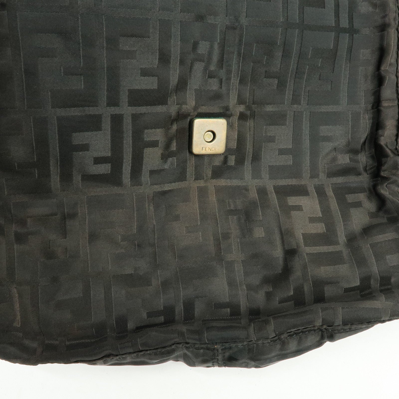 FENDI Logo Zucca Nylon Leather Backpack Rucksack Black