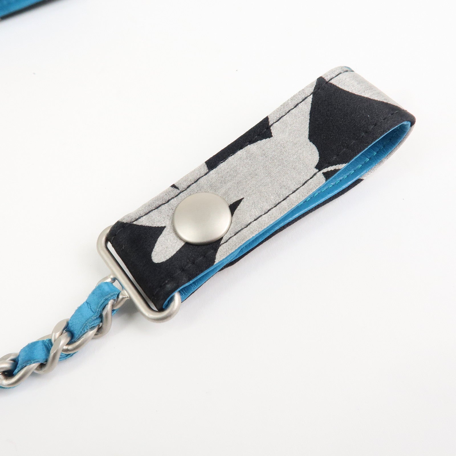 CHANEL Canvas Leather Chain Passport Case Black Multicolor