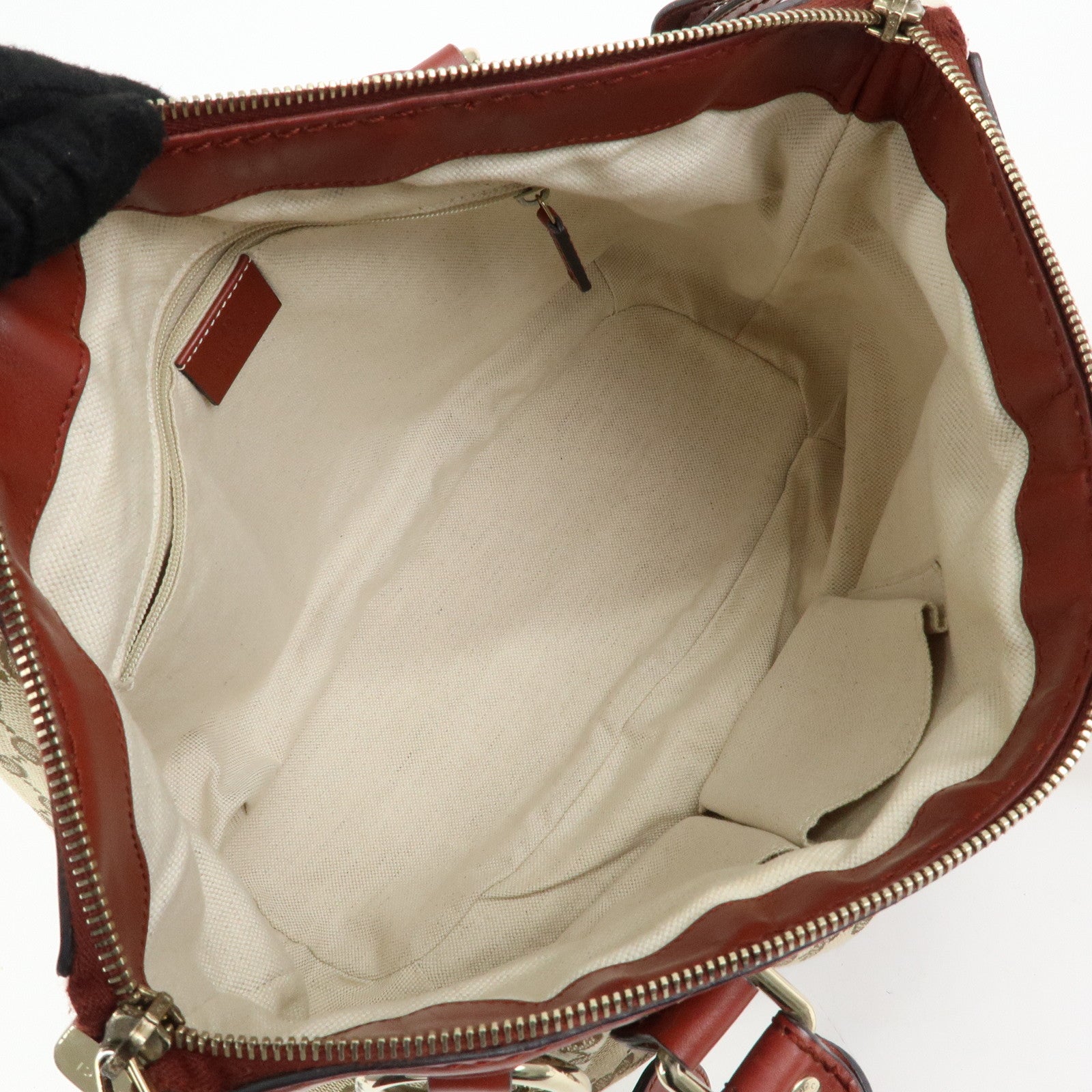 GUCCI Interlocking G GG Canvas Leather 2Way Bag Beige Red 247902