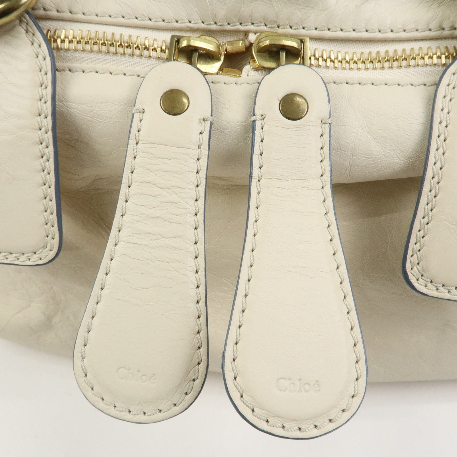 Chloe Bay Leather Hand Bag Shoulder Bag Ivory