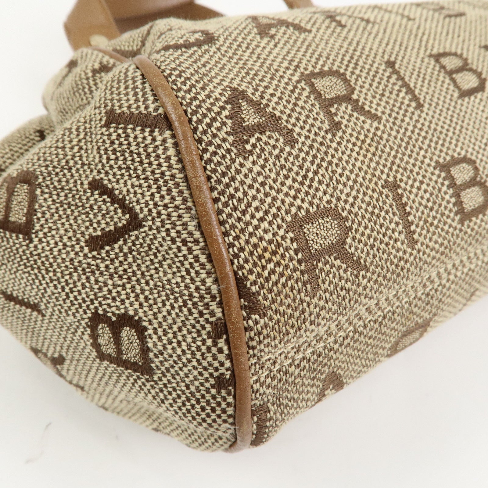 BVLGARI Logo Mania Jacquard Leather Hand Bag Tote Bag Beige
