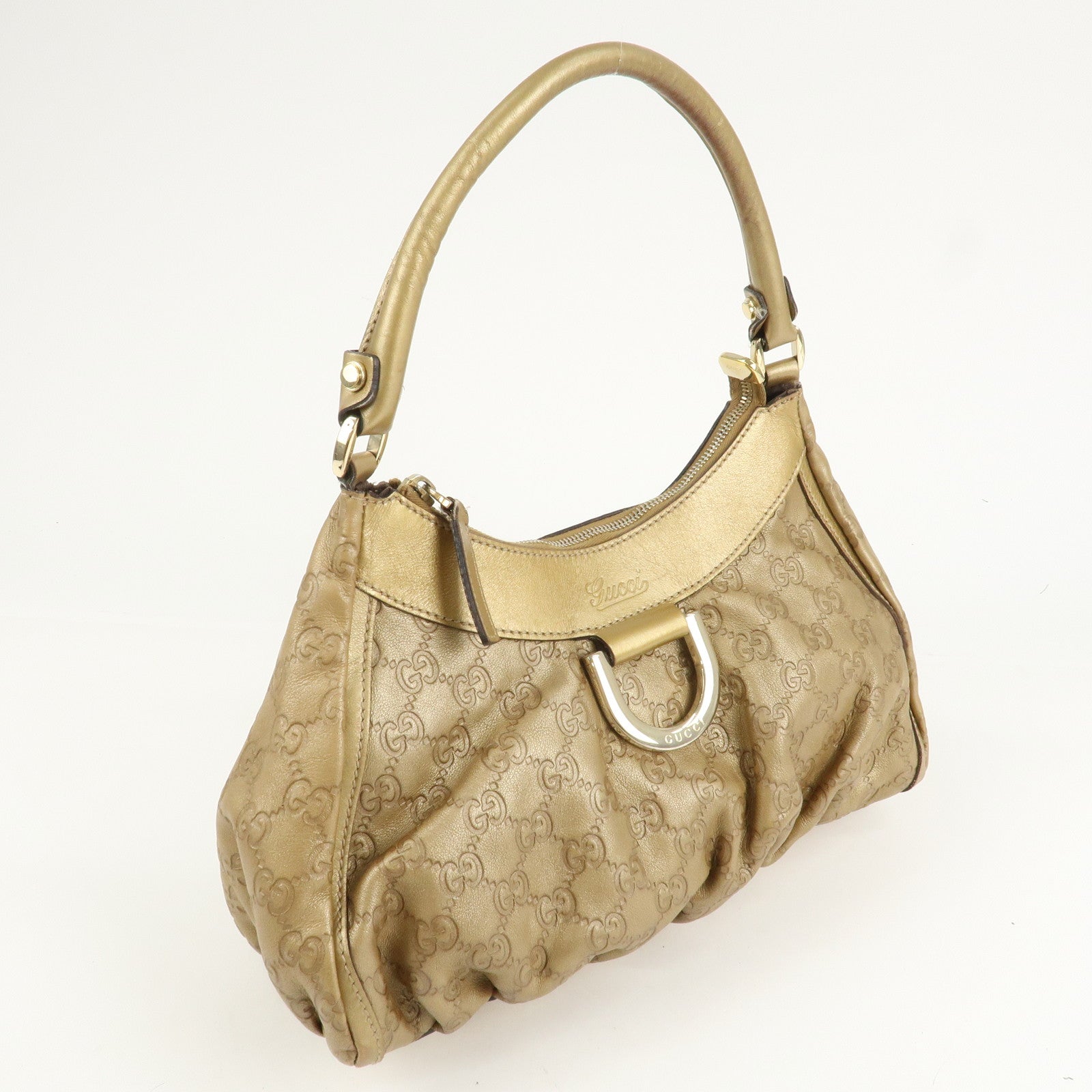 GUCCI Abbey Guccissima Leather Shoulder Bag Hand Bag Gold 190525 Used