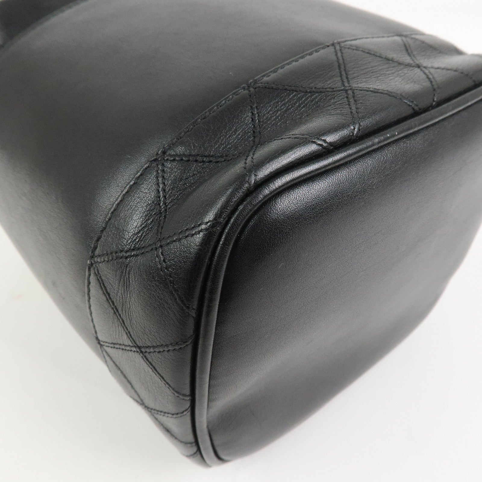 CHANEL Bicolore Lambskin Vanity Bag Hand Bag Black A01619