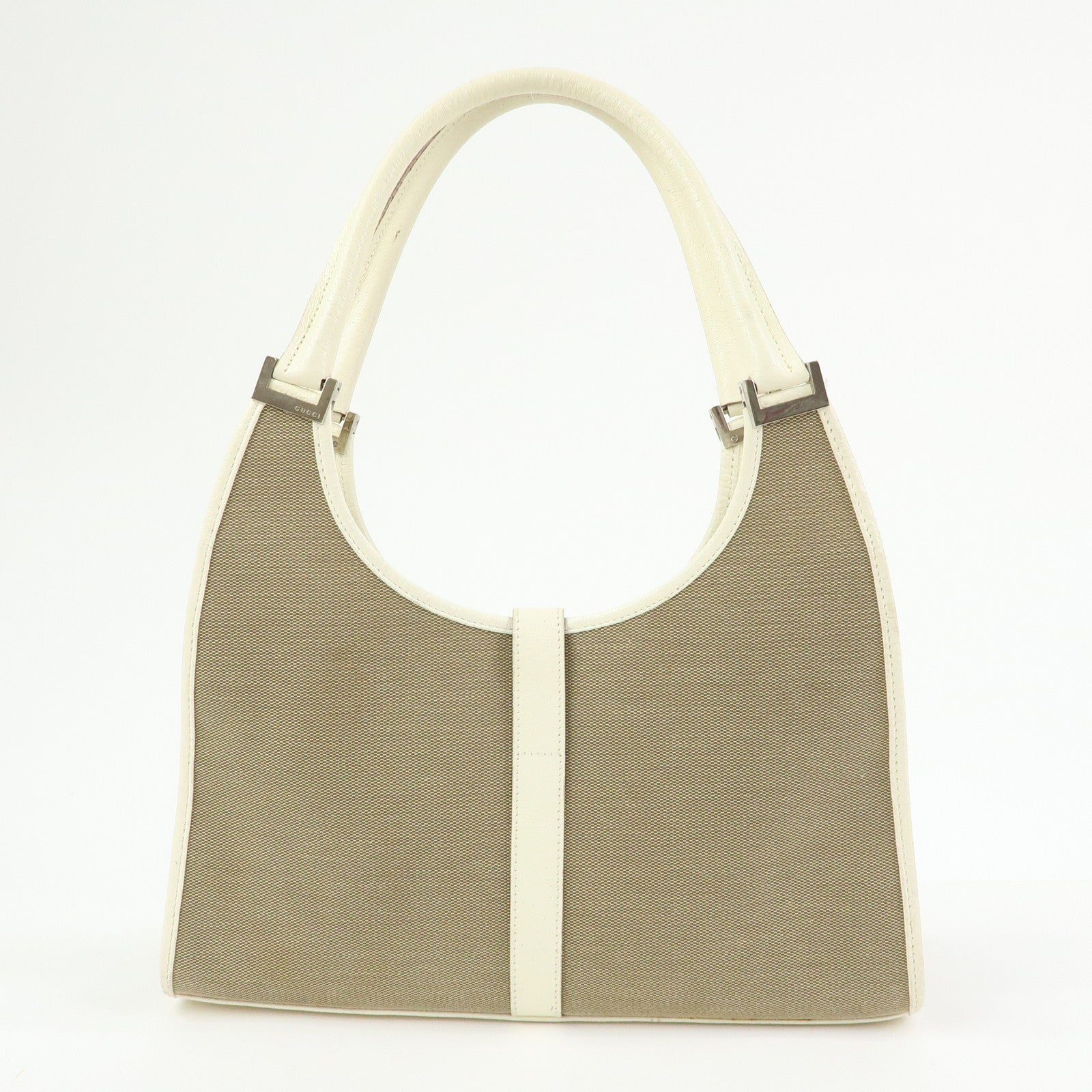 GUCCI Jackie Canvas Leather Shoulder Bag Hand Bag Beige 002.1067