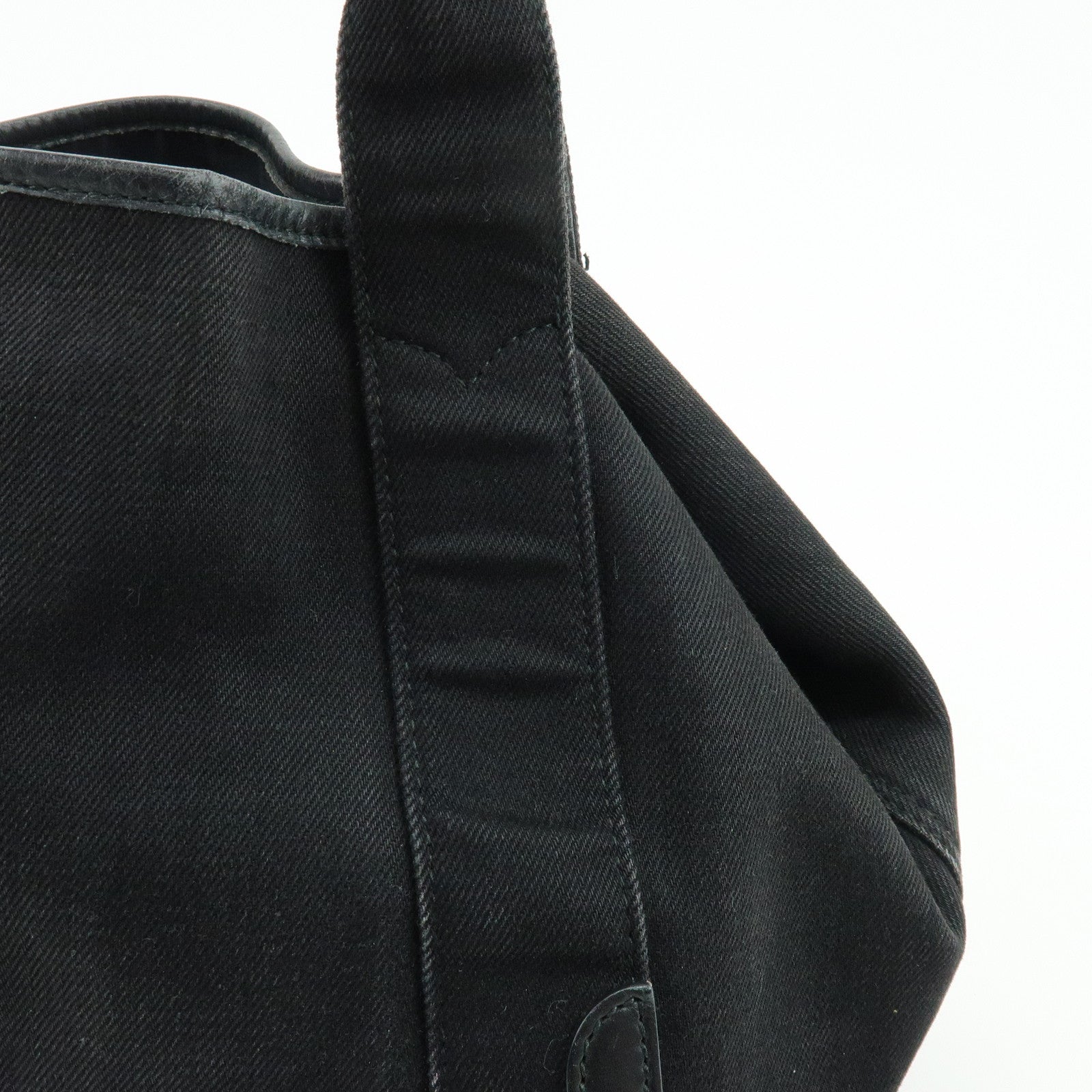 BALENCIAGA Navy Cabas Small Canvas Leather Tote Bag Black 339933