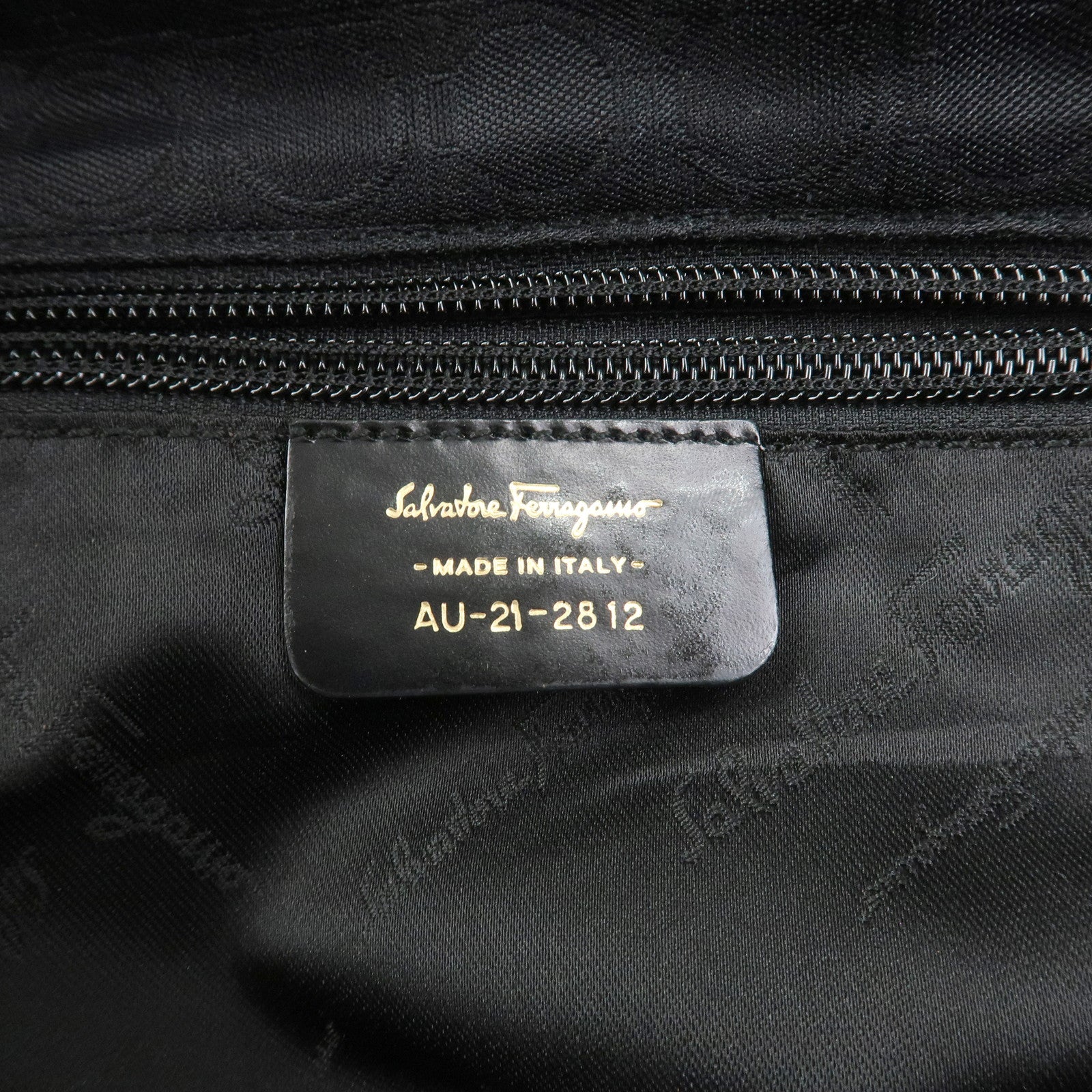 Ferragamo Gancini Canvas Leather Tote Bag Black AAU-21-2812