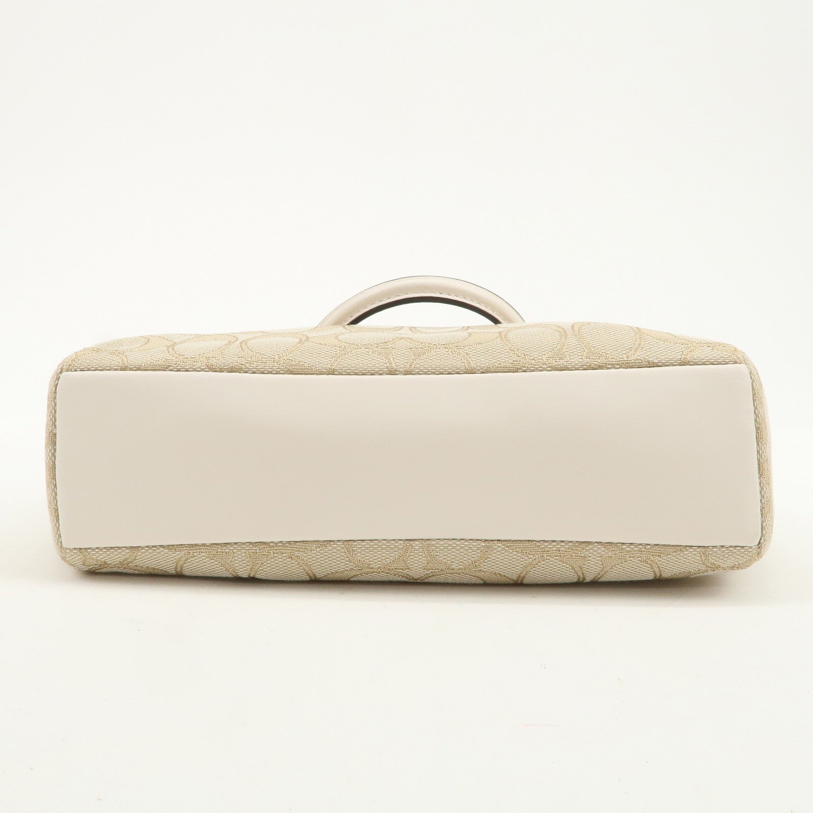 COACH Signature Canvas Leather 2Way Shoulder Bag Hand Bag Beige