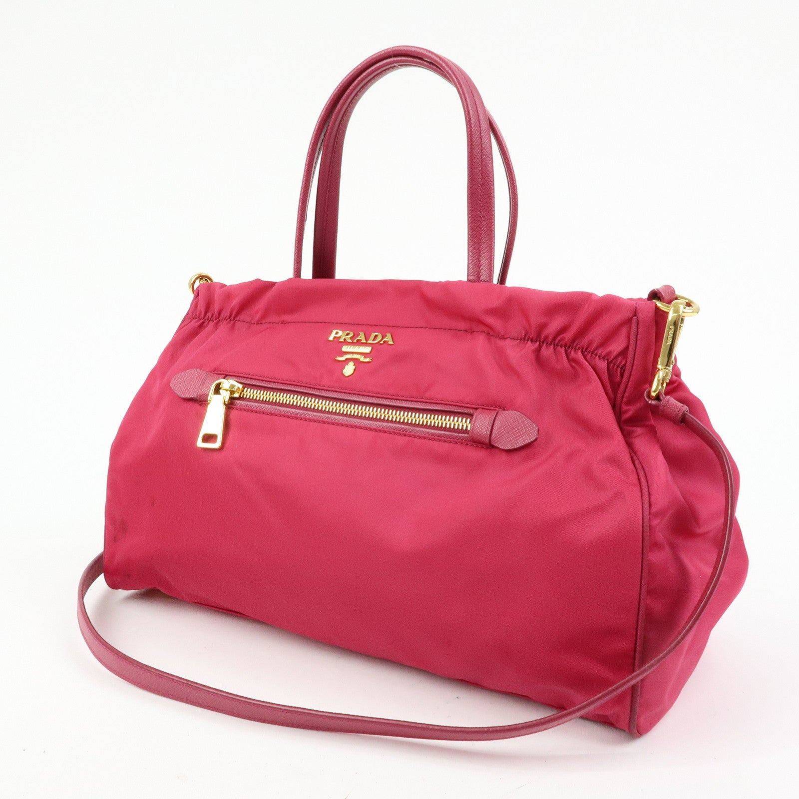 PRADA Tessuto Nylon 2Way Bag Hand Bag Shoulder Bag Pink 1BA843