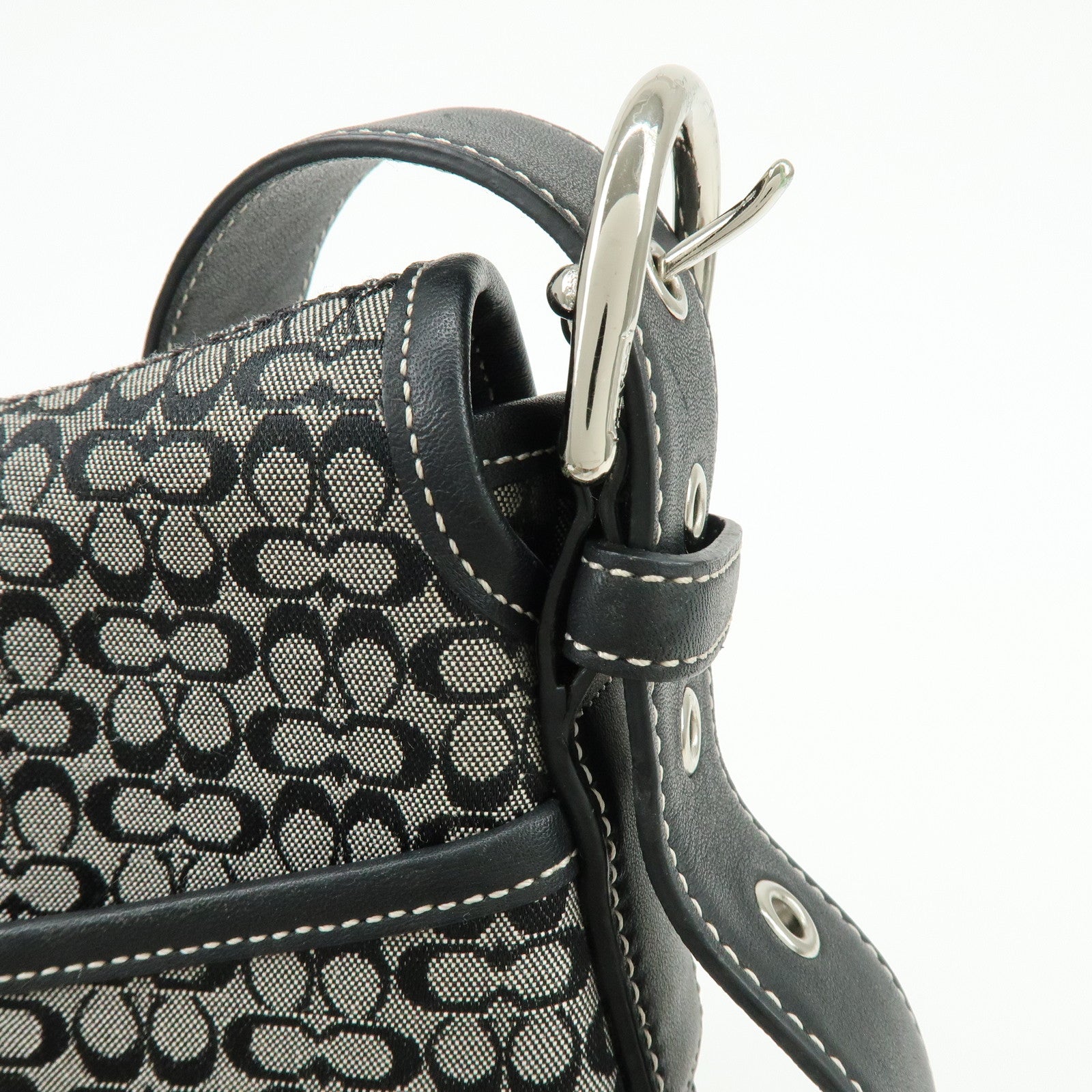 COACH Signature Canvas Leather Shoulder Bag Crossbody Bag Black