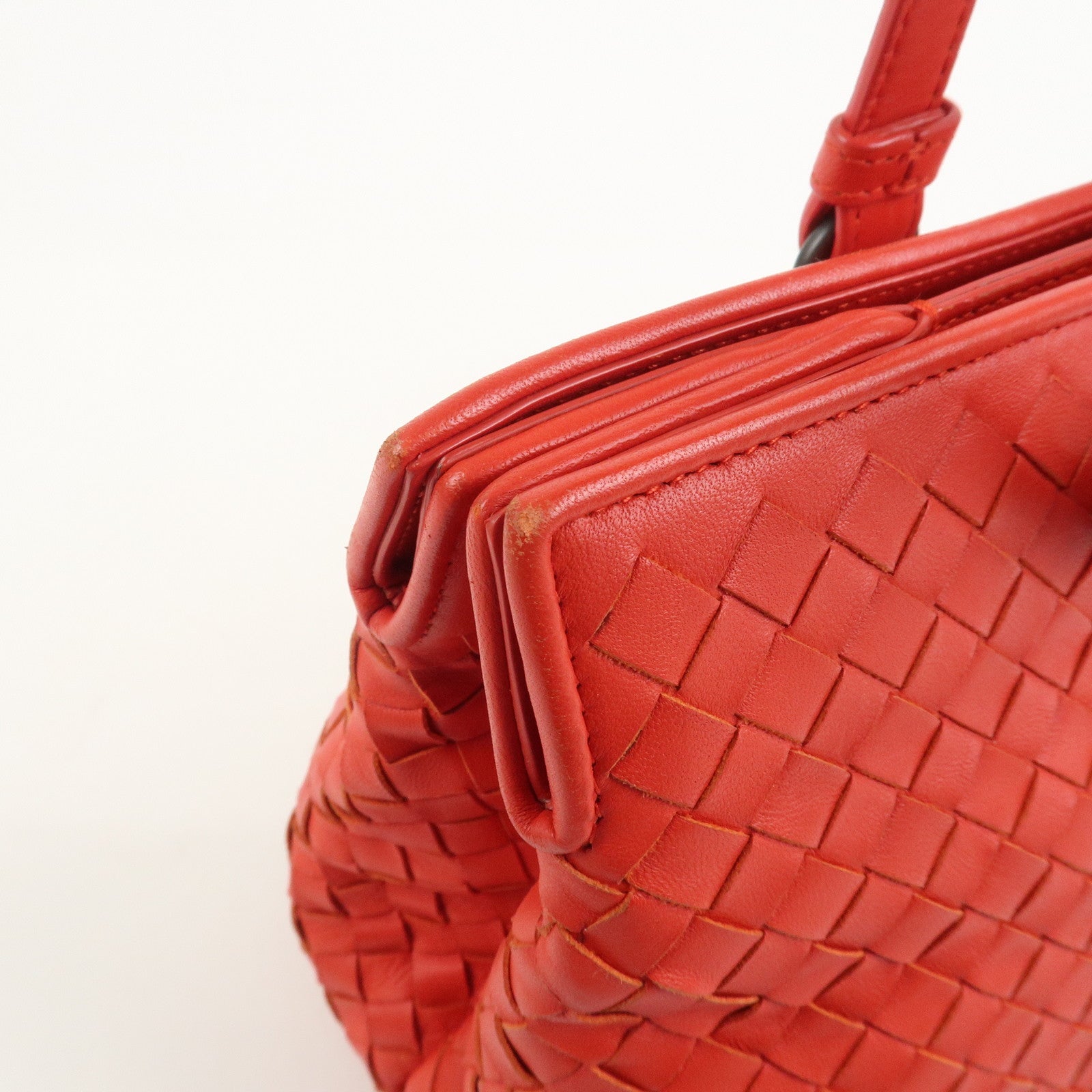 BOTTEGA VENETA Intrecciato Nappa Leather Hand Bag Red