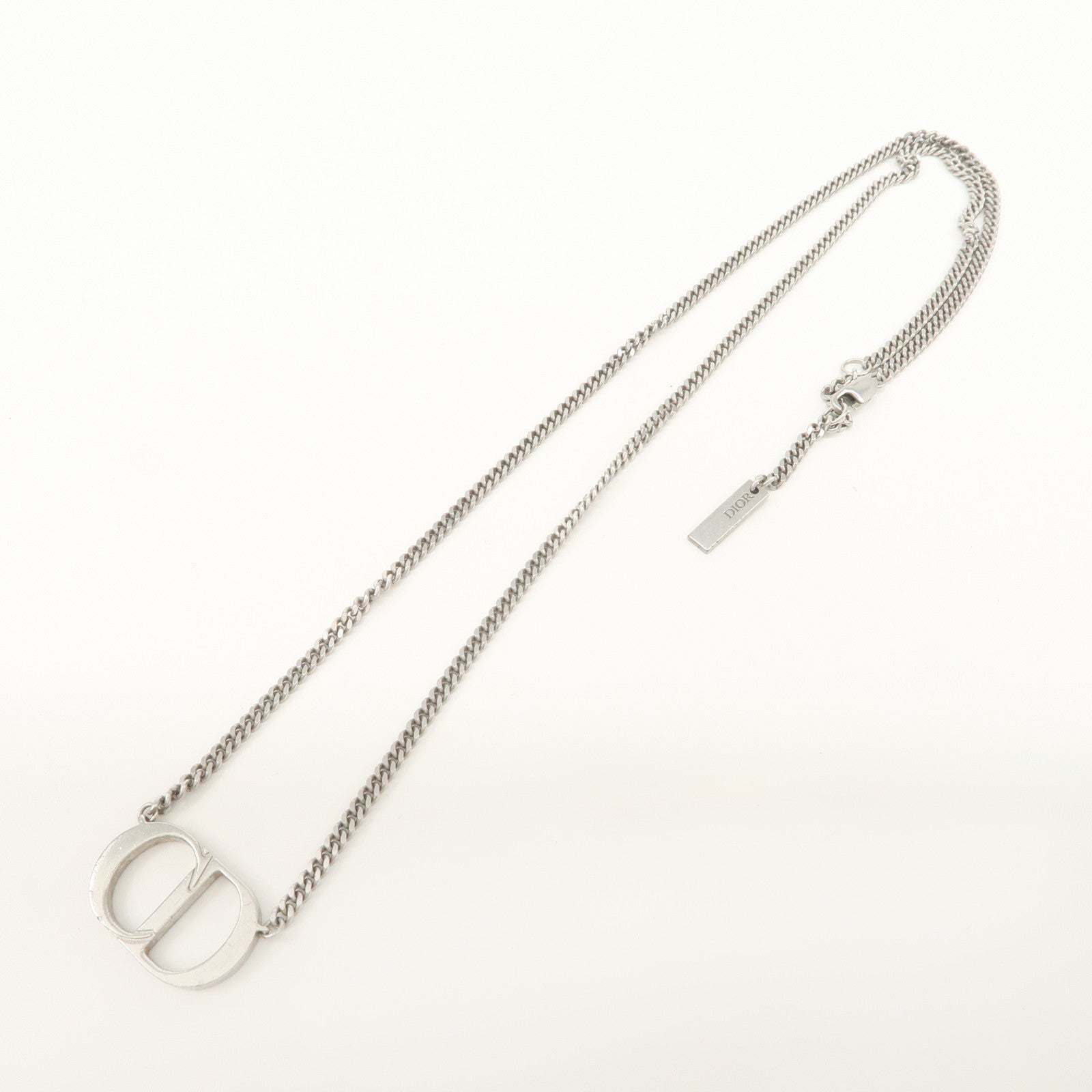 Christian Dior CD Logo Metal SV925 Necklace Silver