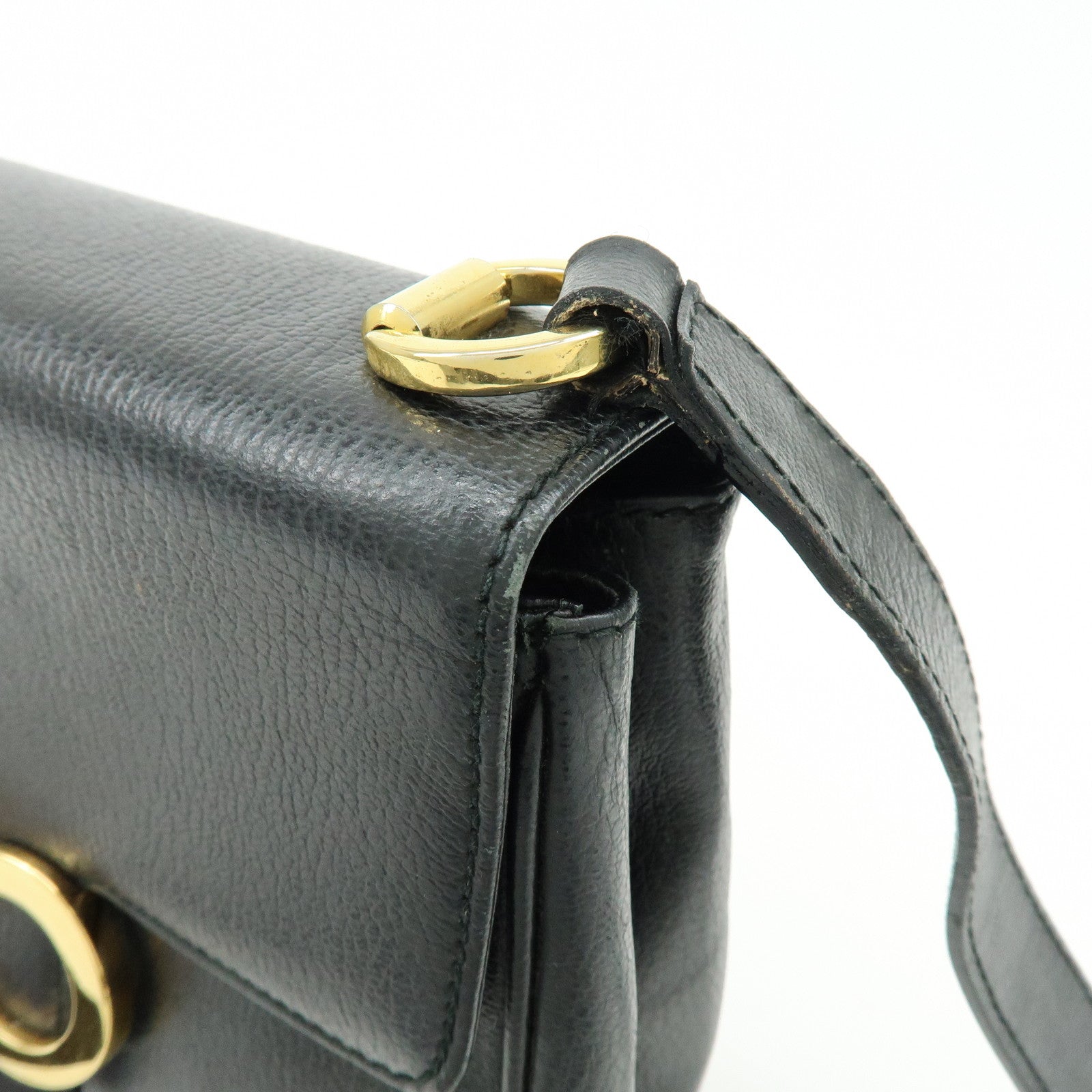 Ferragamo Gancini Leather Shoulder Bag Crossbody Bag Black