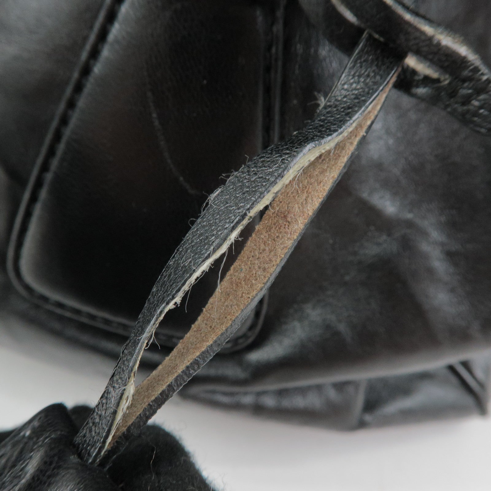 PRADA Leather Boston Bag Hand Bag Black BL0758