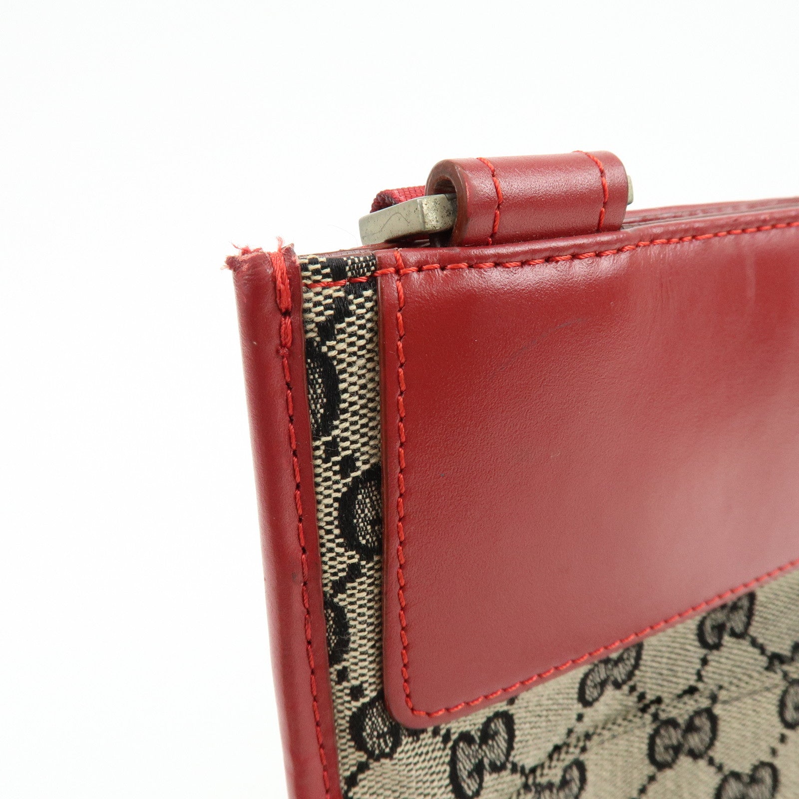 GUCCI GG Canvas Leather Shoulder Bag Beige Red 019・0348・200047