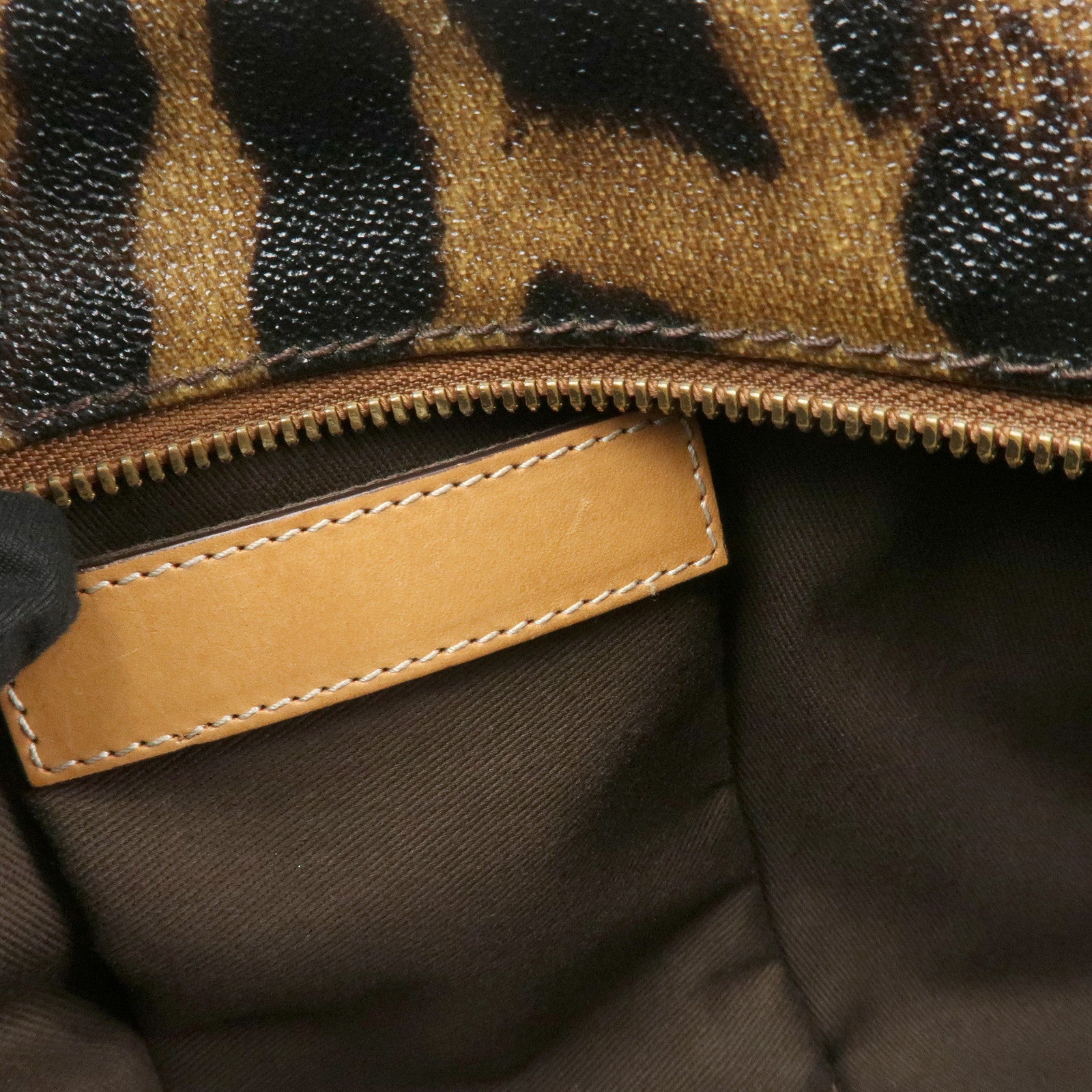 Dolce&Gabbana Leather Shoulder Bag Hand Bag Leopard Brown