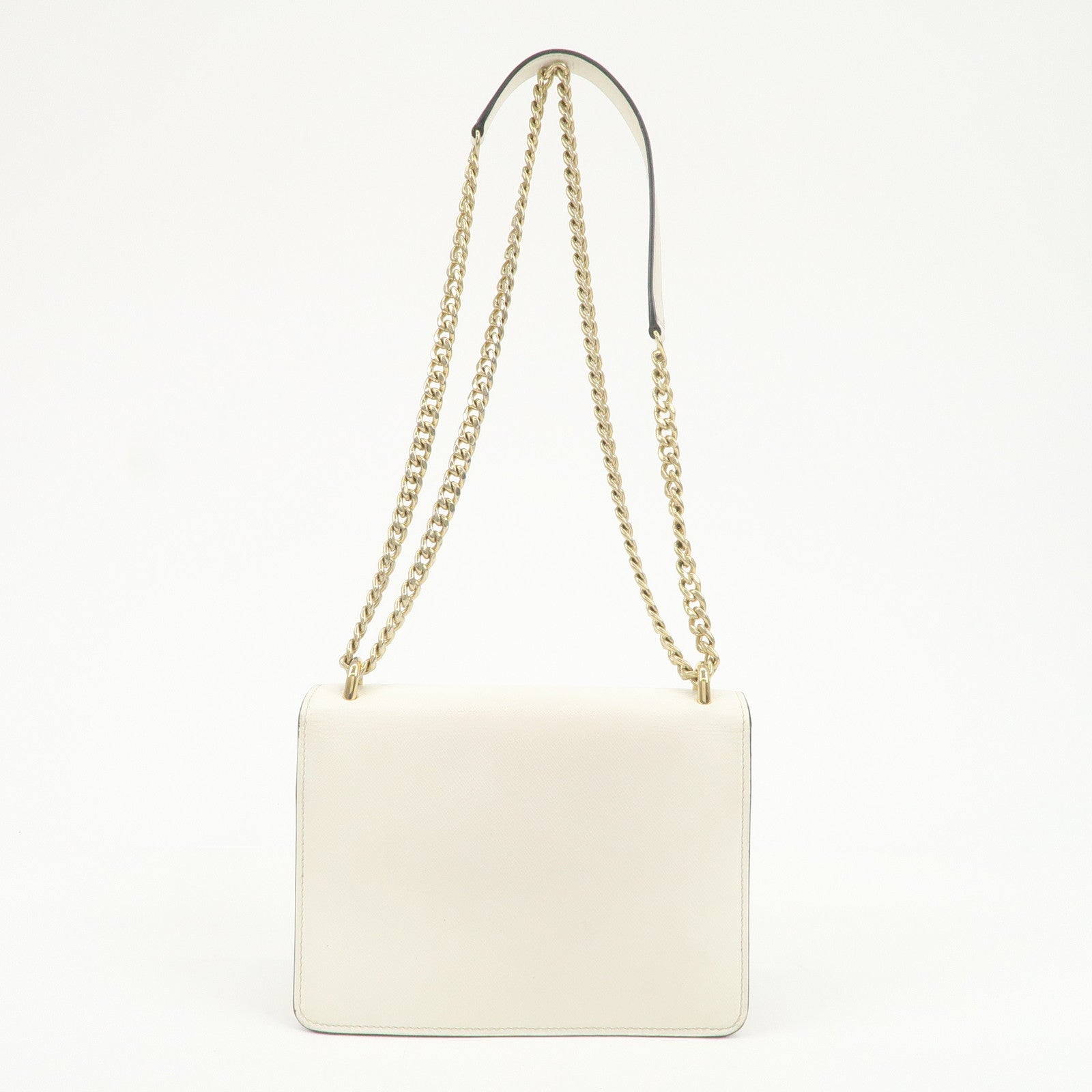 PRADA Triangle Logo Saffiano Leather Chain Shoulder Bag 1BD200