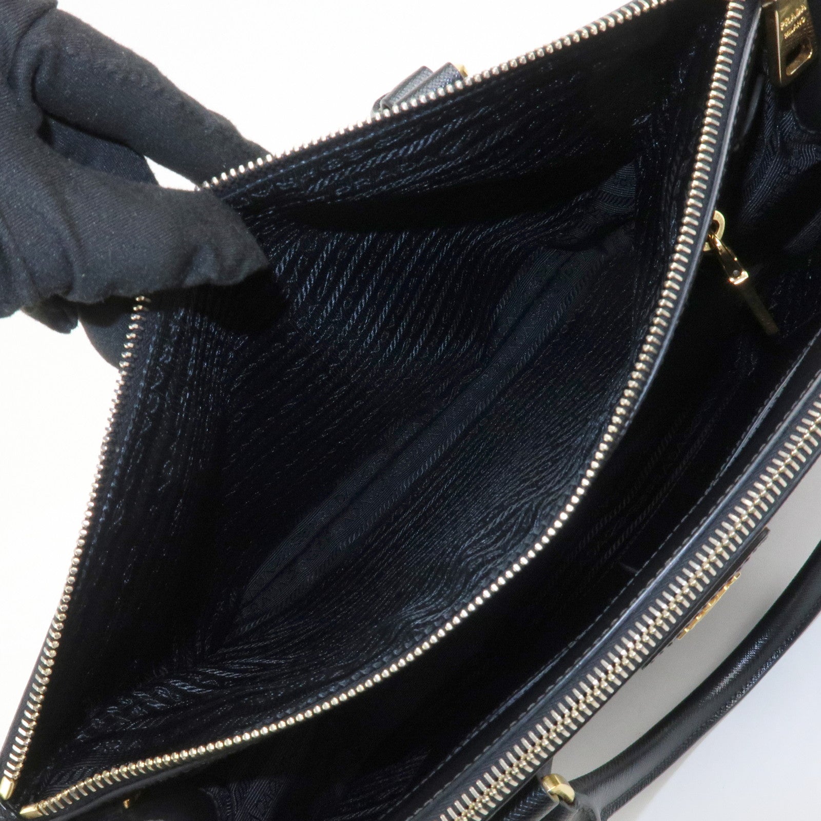 PRADA Triangle Logo Galleria Saffiano Leather 2Way Bag Black 1BA274