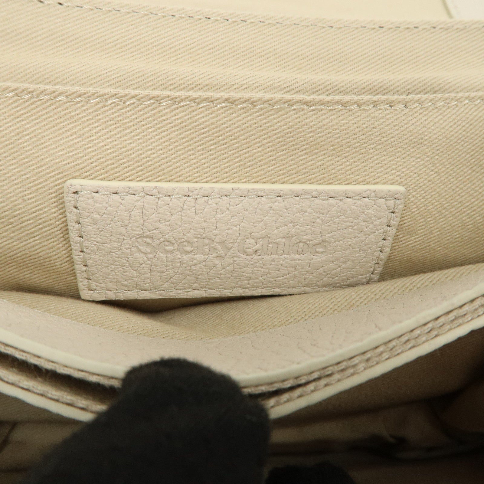 Chole See by Chloé Hana Leather Shoulder Bag Ivory Gold