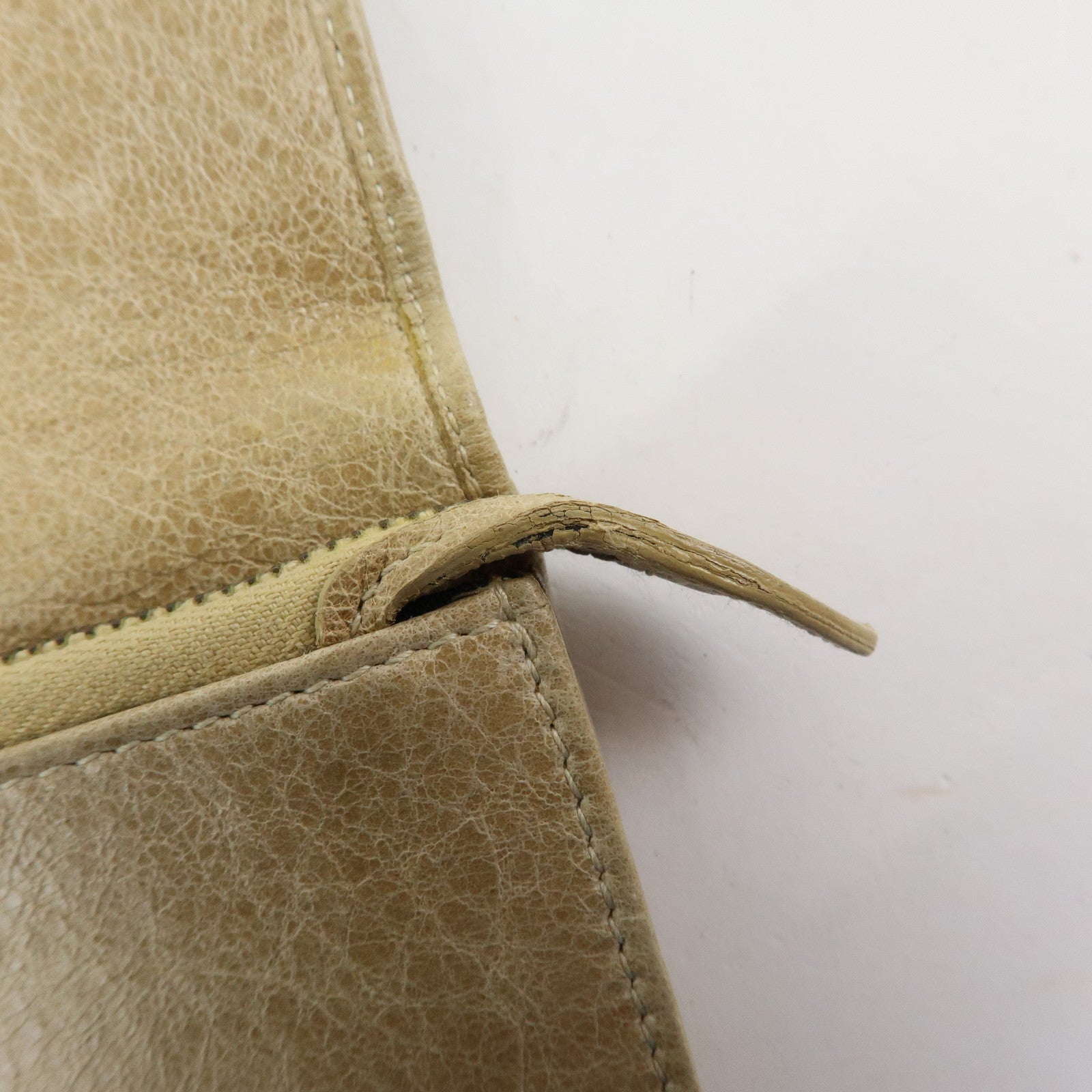 BALENCIAGA City Leather The Money Long Wallet Beige 163471