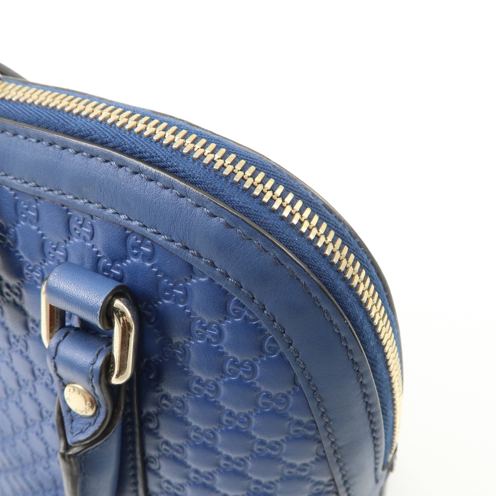 GUCCI Micro Guccissima 2Way Bag Hand Bag Shoulder Bag Blue 449654