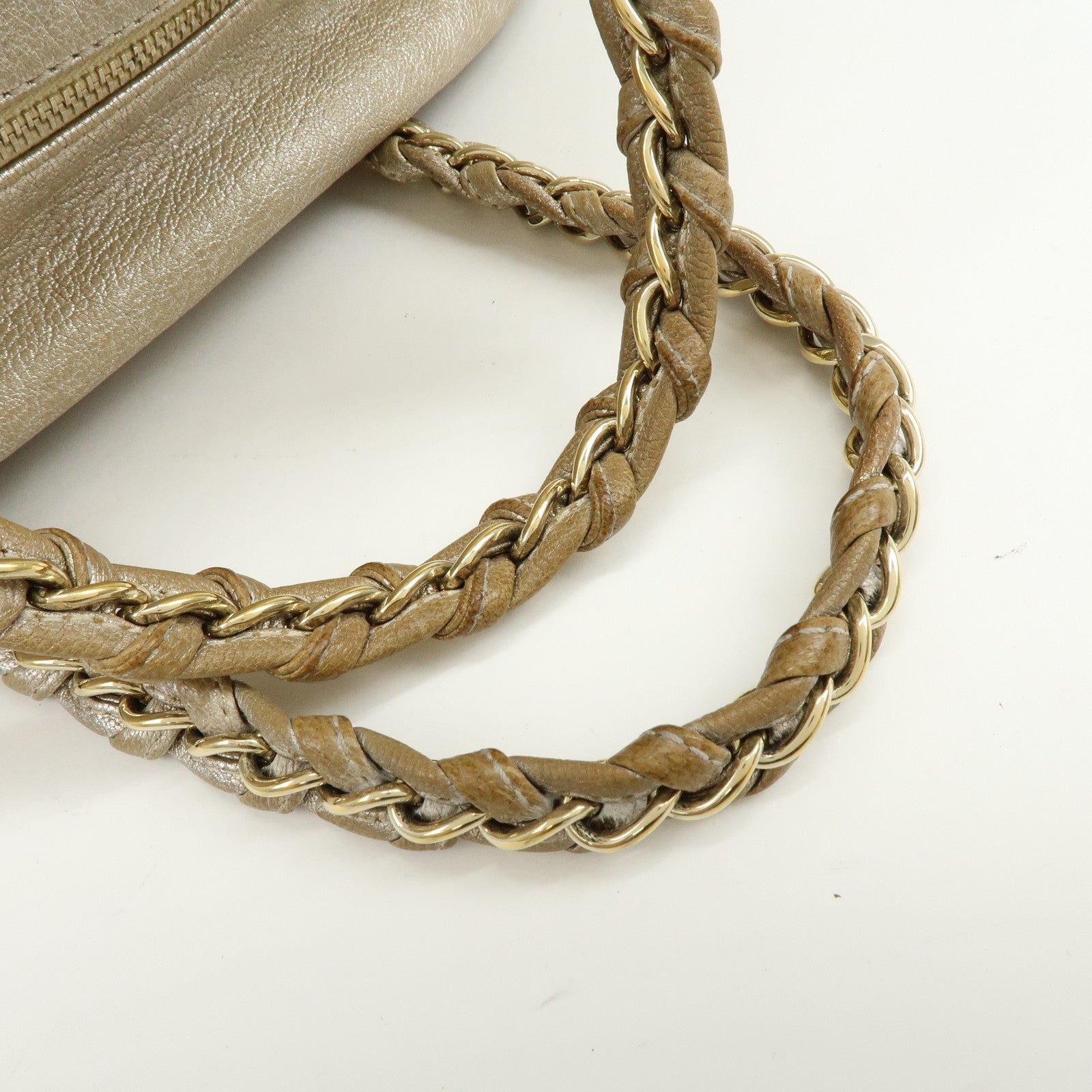 CHANEL COCO Mark Calfskin Boston Bag Shoulder Bag Silver