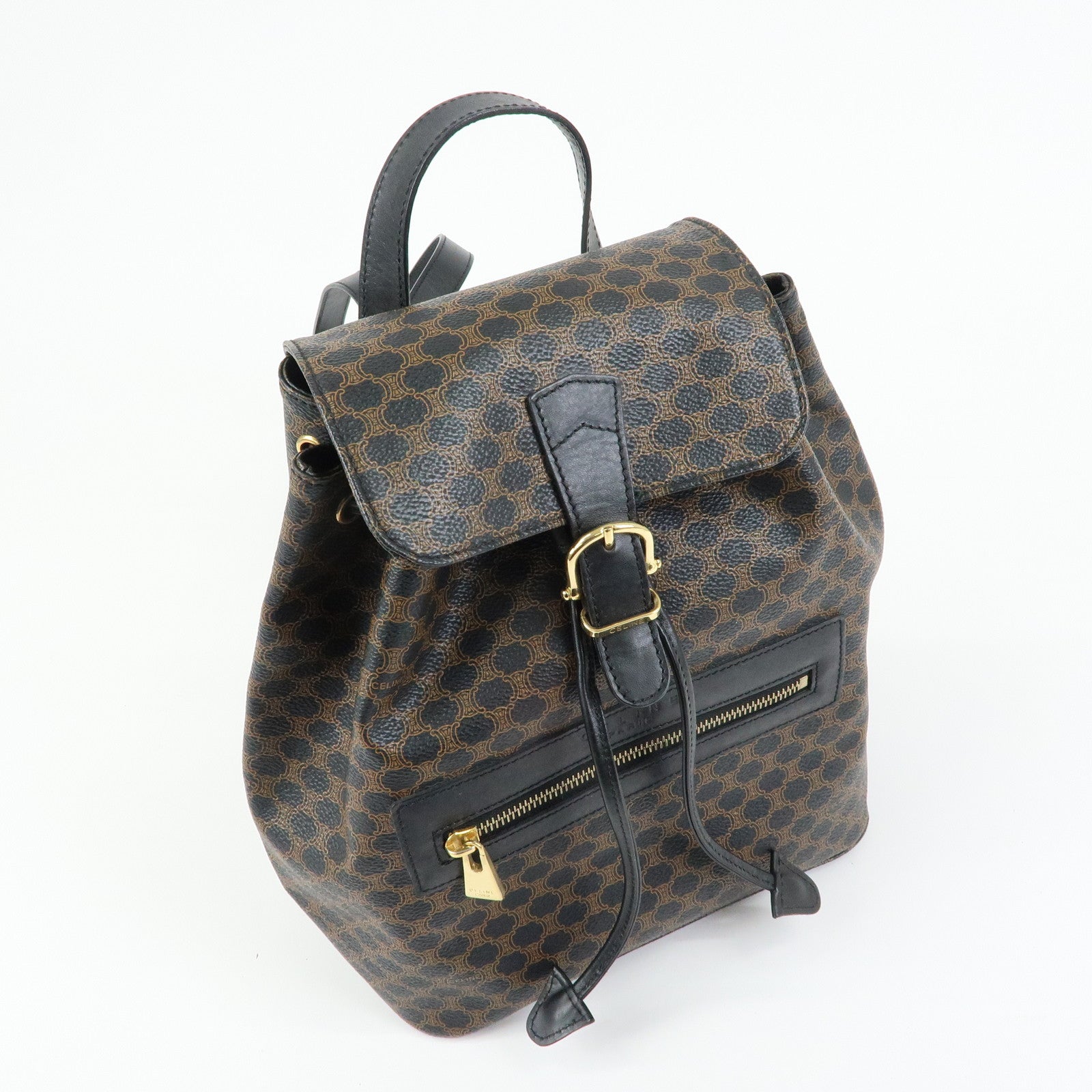 CELINE Macadam PVC Leather Backpack Black Brown