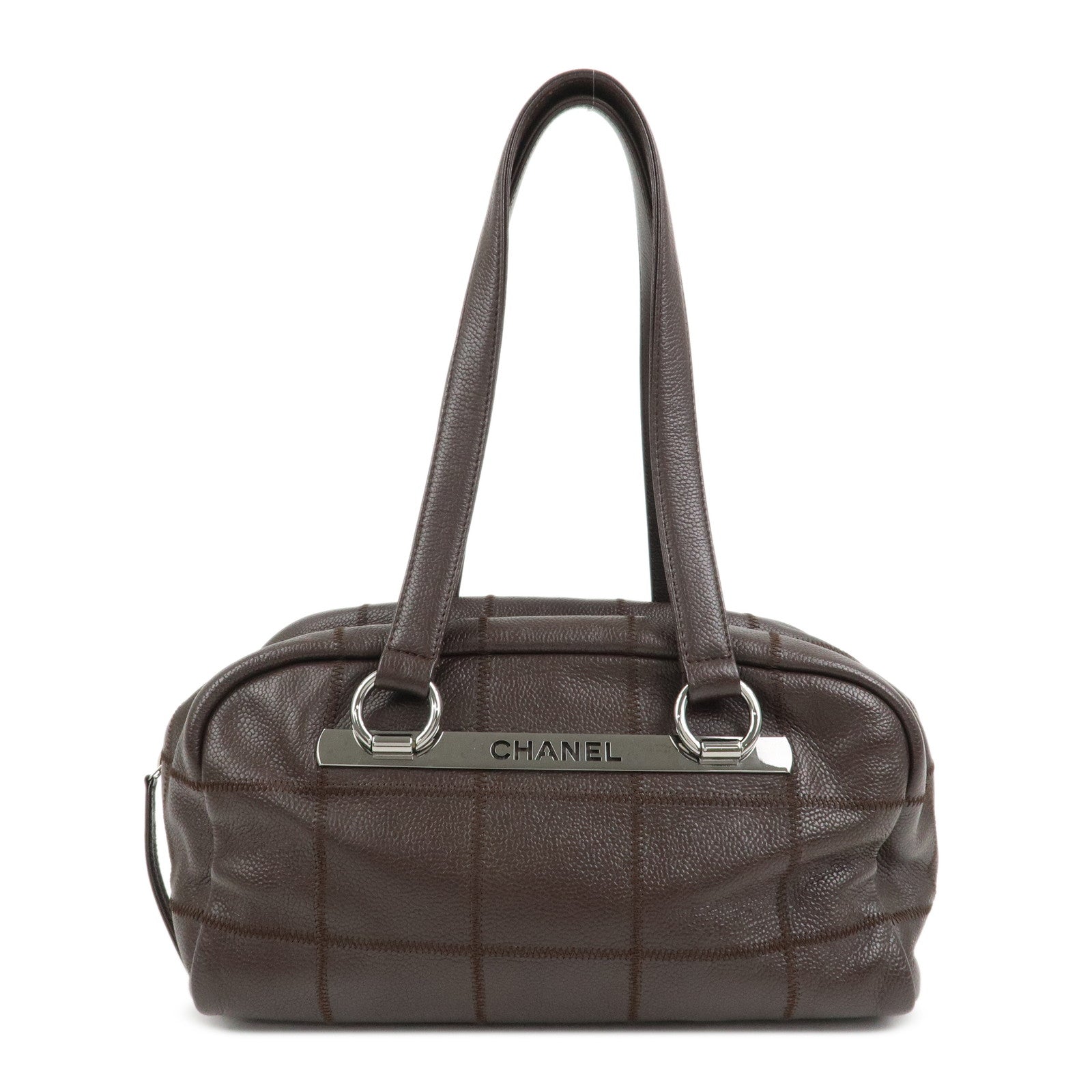 CHANEL Chocolate Bar Caviarskin Boston Bag Shoulder Bag Brown A26135