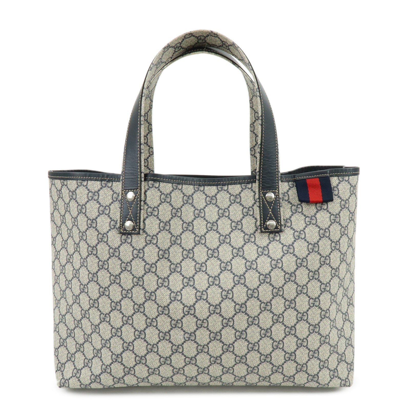 GUCCI Sherry GG Supreme Leather Tote Bag Shoulder Bag Navy 211134