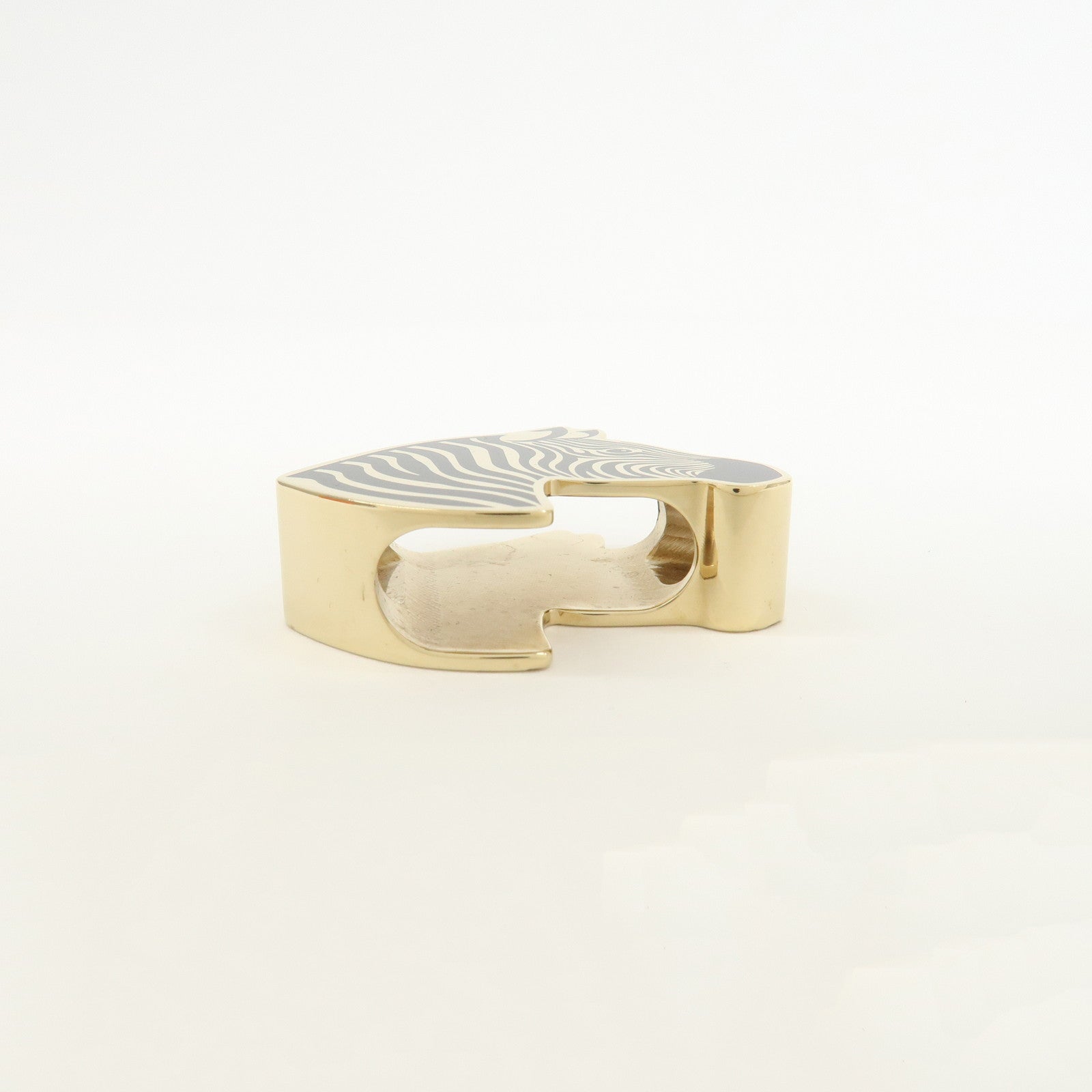 HERMES Metal Scarf Ring Zebra Gold Black