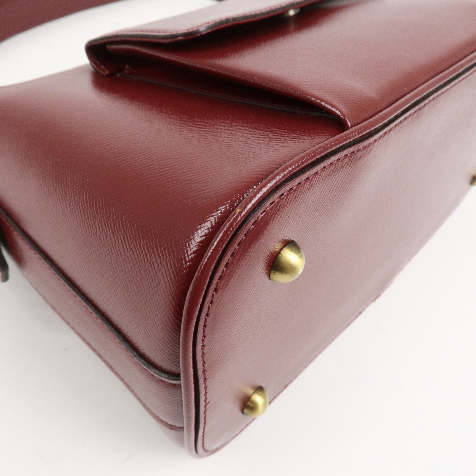 BURBERRY Leather Shoulder Bag Hand Bag Bordeaux Gold HDW