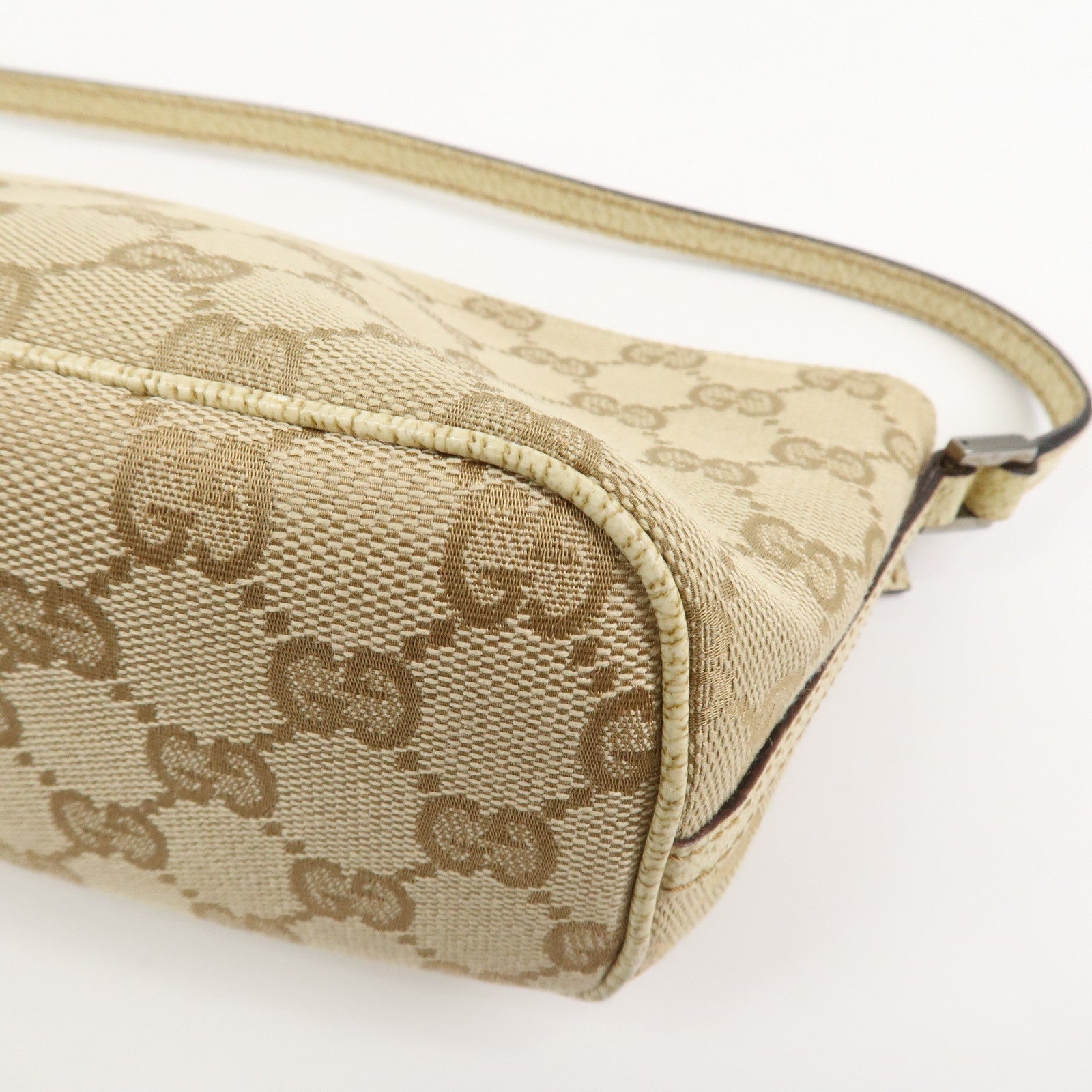 GUCCI Boat Bag GG Canvas Leather Hand Bag Beige 07198