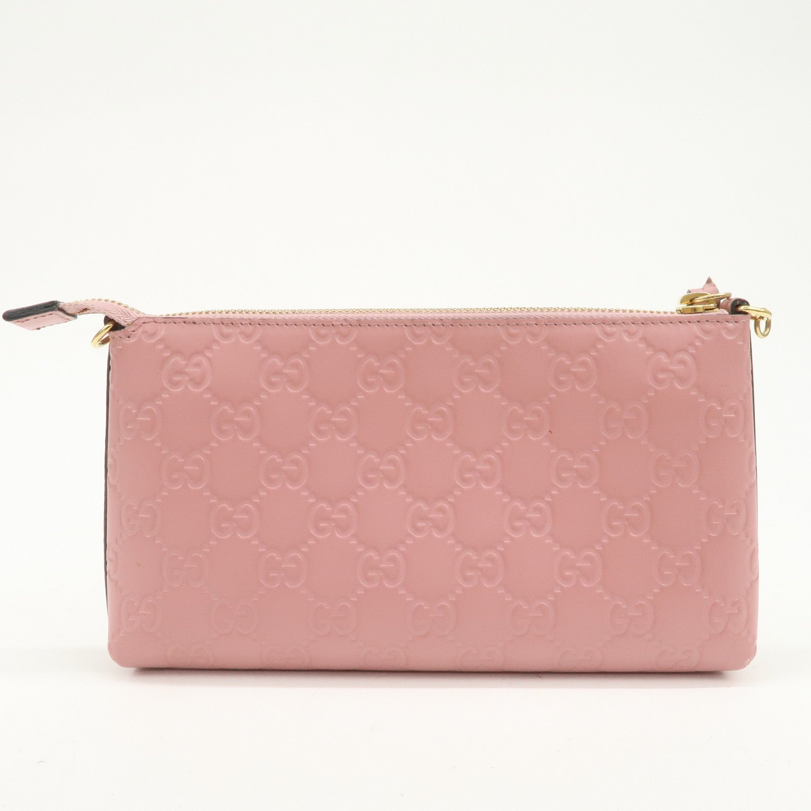 GUCCI Guccissima Leather Logo Chain Shoulder Bag Pink 428449