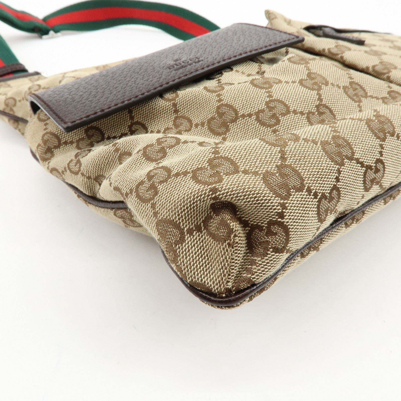 GUCCI Sherry GG Canvas Leather Shoulder Bag Beige Brown 169937