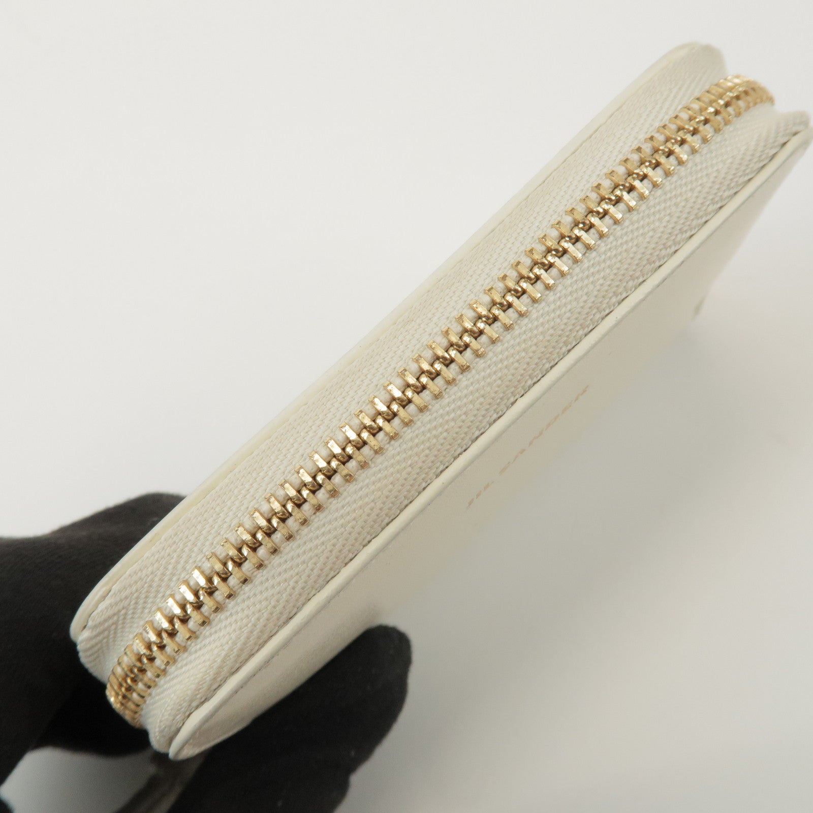 JIL SANDER Logo Leather Round Zippy Coin Case Coin Wallet Ivory