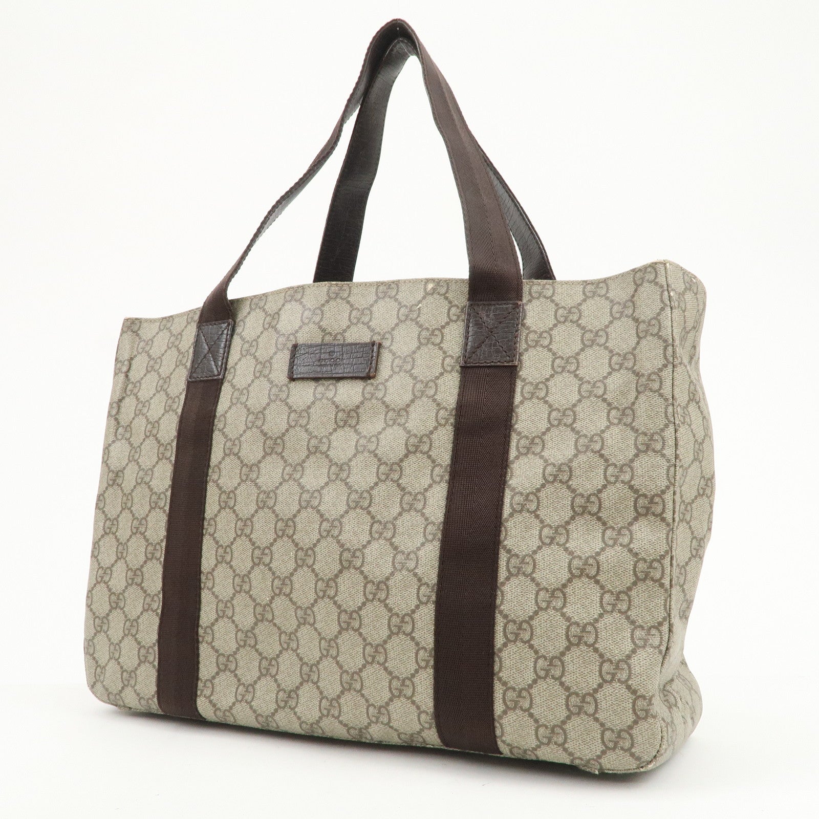 GUCCI GG Supreme Canvas Leather Tote Bag Shoulder Bag Brown 141624
