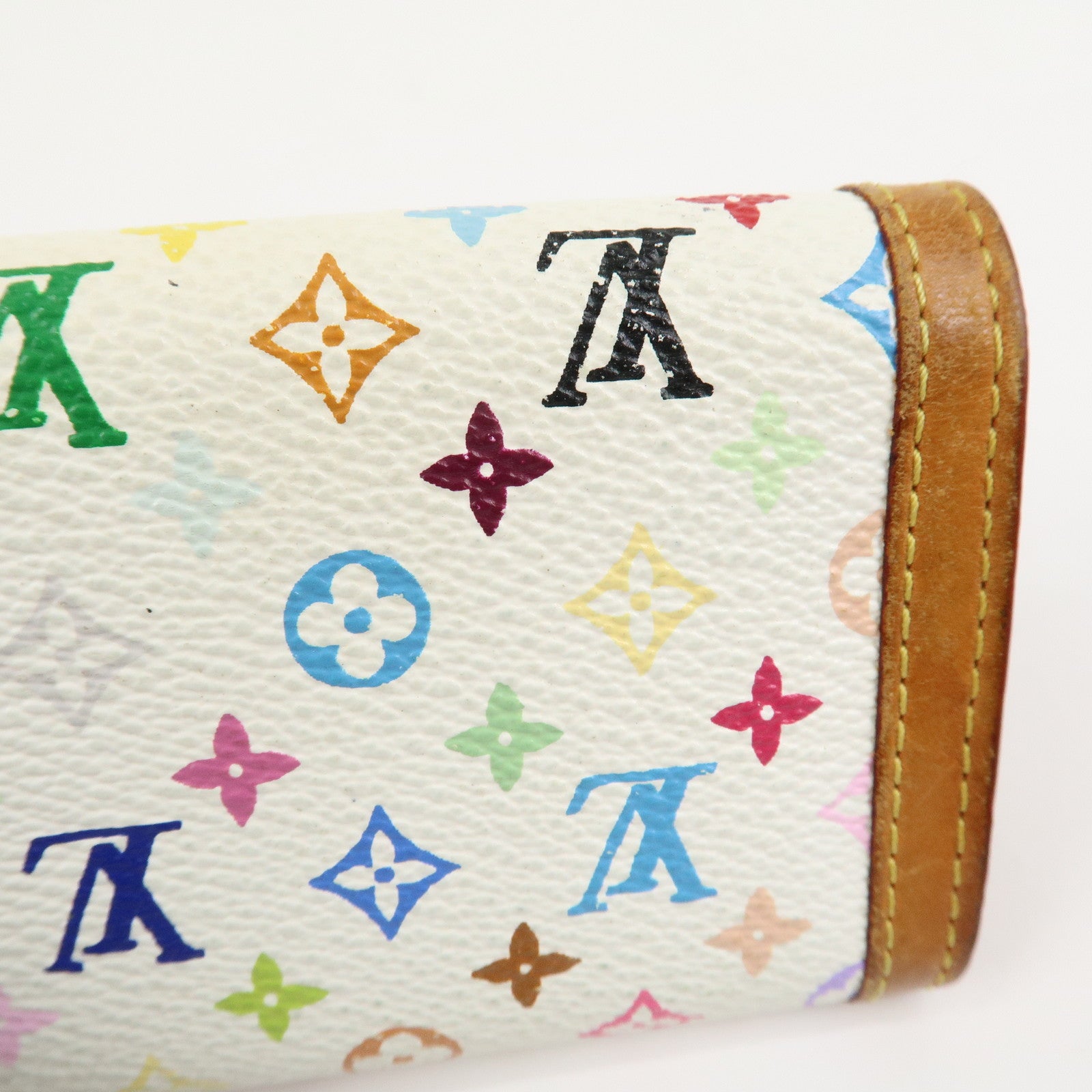 Louis Vuitton Multicolor Porte Monnaie Plat Coin Case Blanc M92657