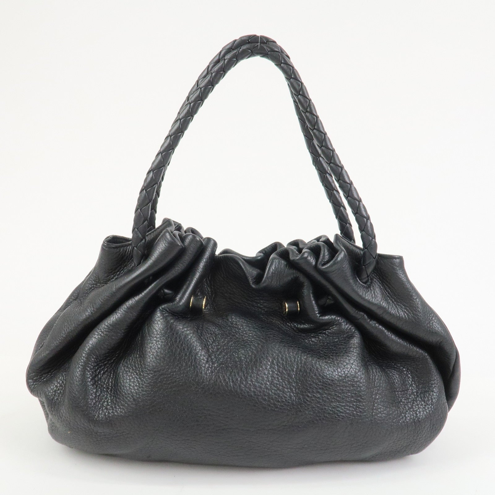 BOTTEGA VENETA Intrecciato Leather Hand Bag Shoulder Bag Black