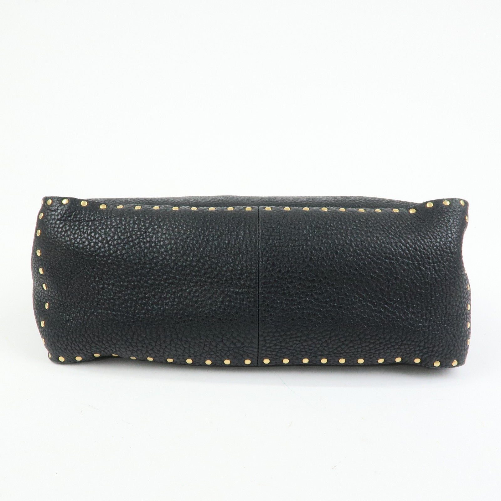 CELINE Boogie Bag Leather Hand Bag Tote Bag Black Studs