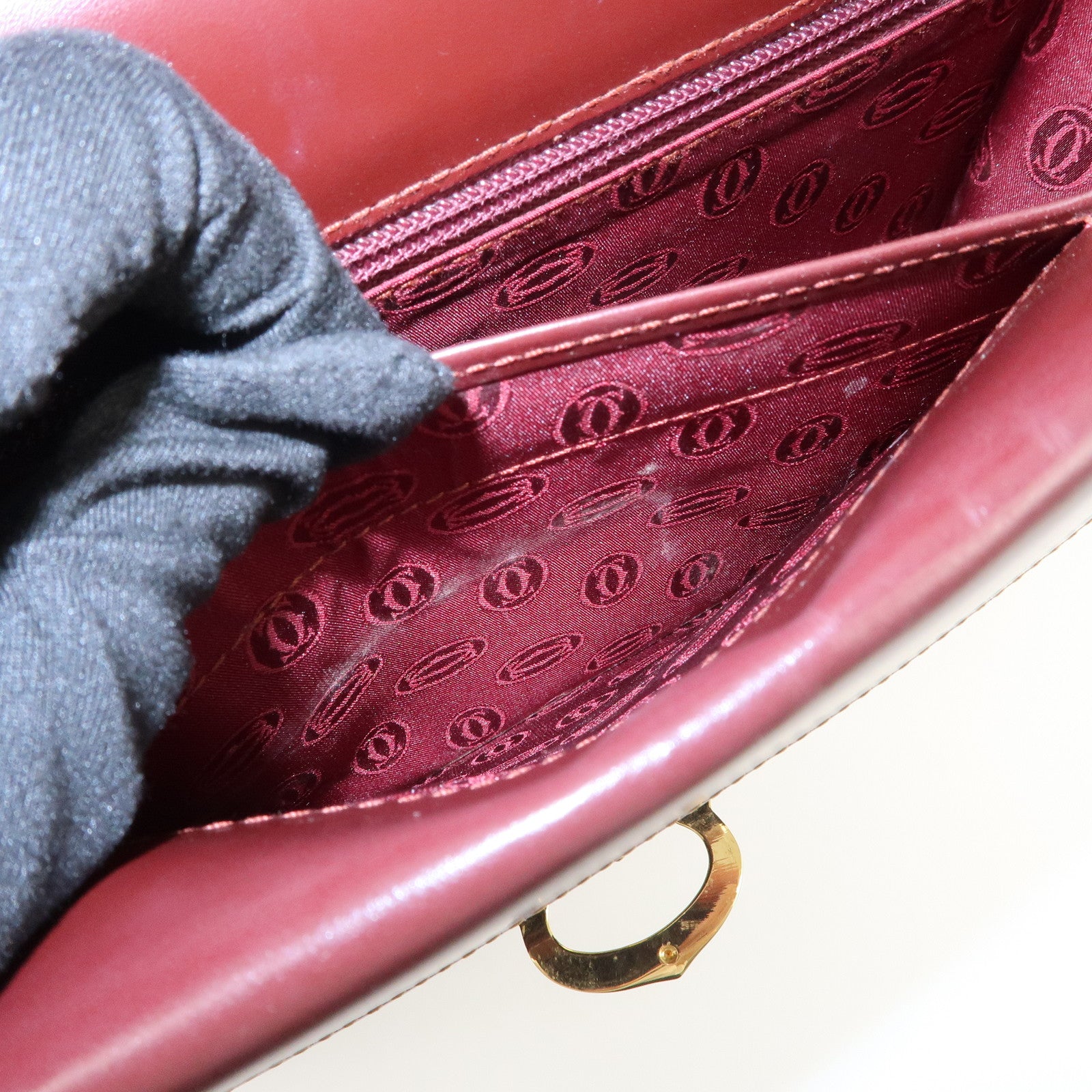 Cartier Must de Cartier Leather Shoulder Bag Hand Bag Bordeaux