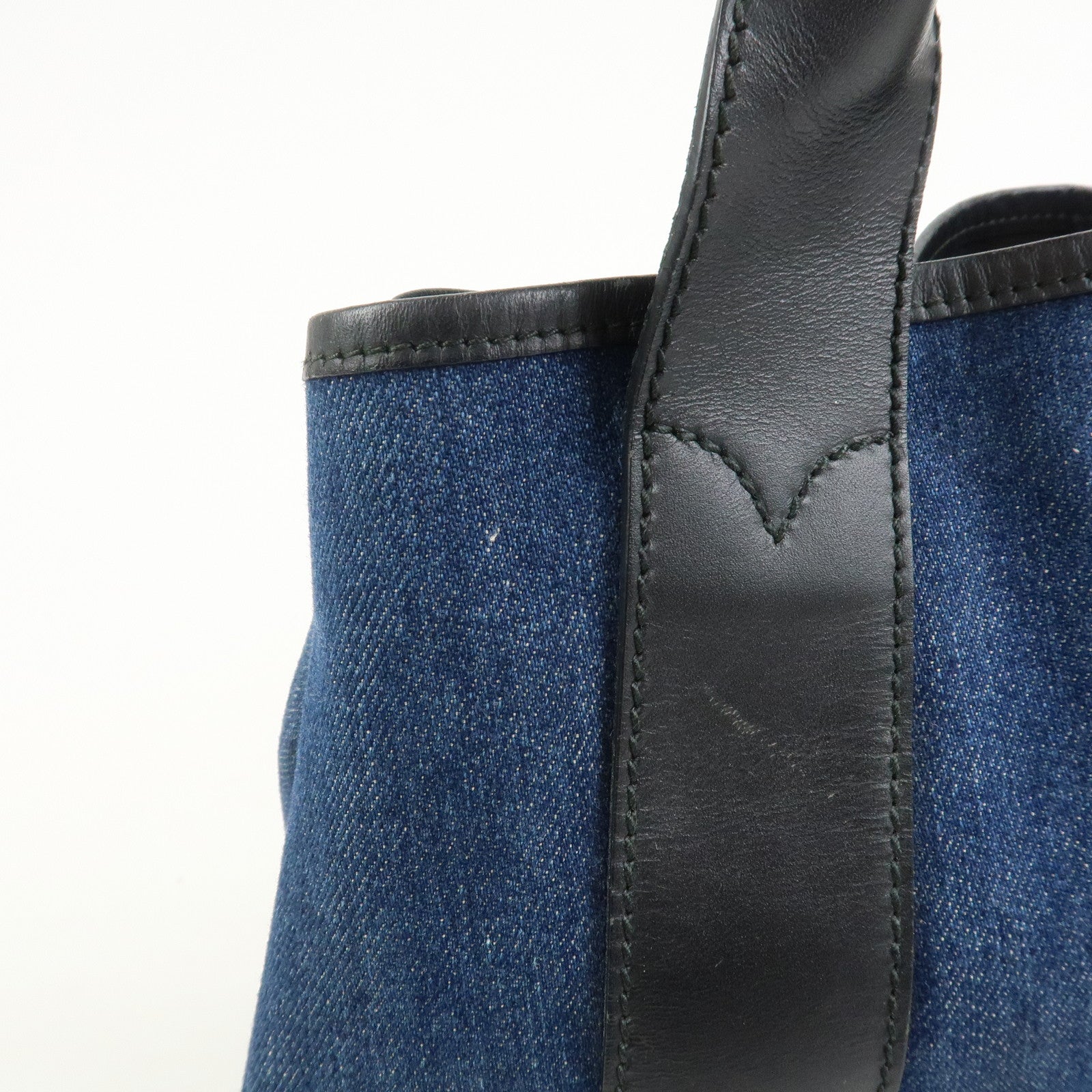 BALENCIAGA Navy Cabas Small Tote Bag Hand Bag Denim Black 339933