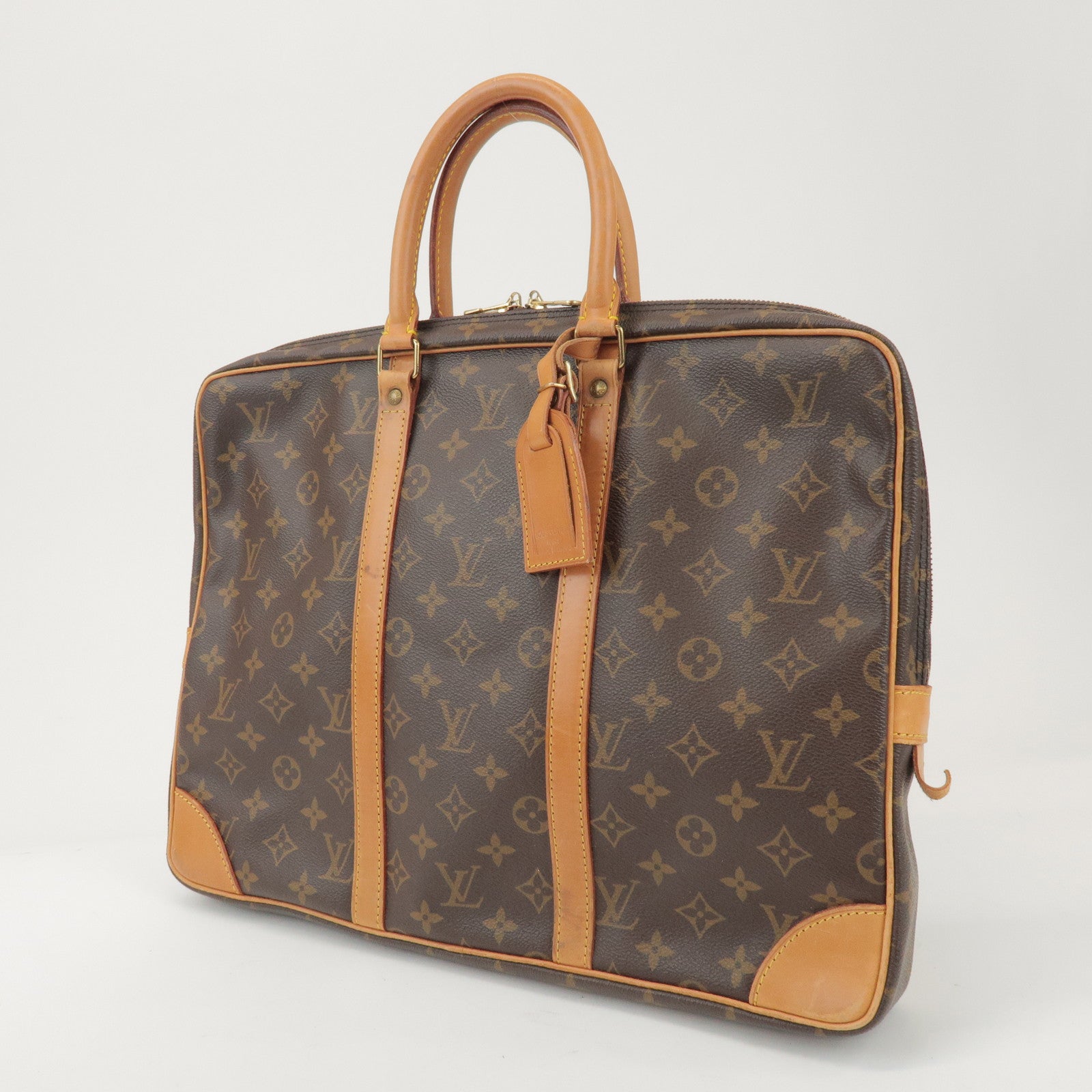 Louis Vuitton Monogram Porte Documents Voyage Bag Brown M53361