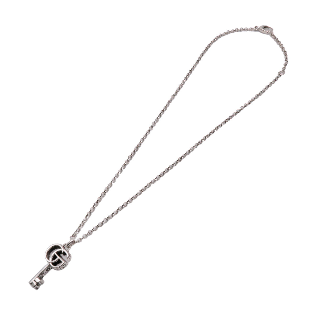 GUCCI Double G Arabesque Key Necklace SV925 Silver