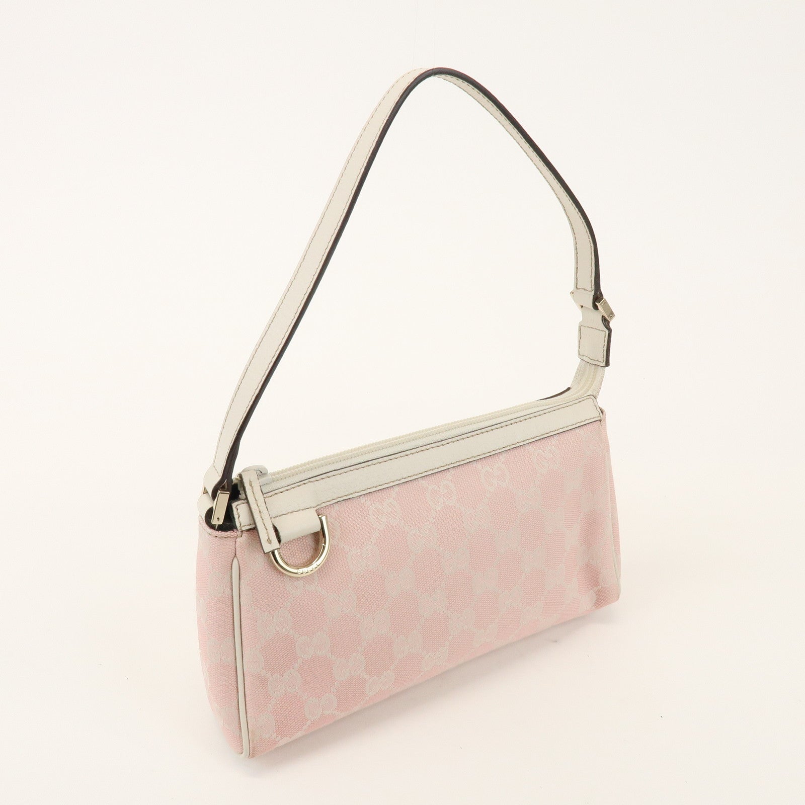 GUCCI Abbey GG Canvas Leather Accessory Pouch Hand Bag Pink 45750