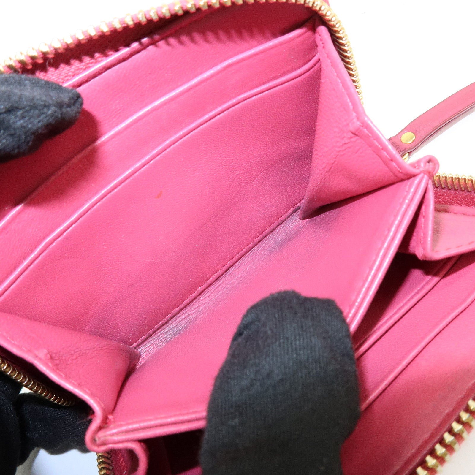 MIU MIU Logo Nappa Leather Coin Case Coin Purse Pink 5MM268